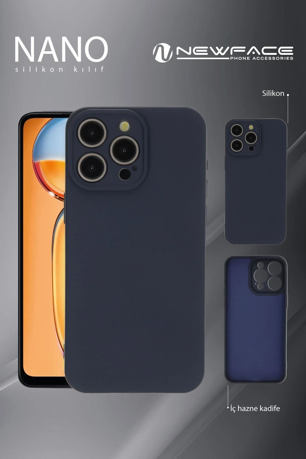 Xiaomi Redmi A3 4G Kılıf Nano içi Kadife Silikon - Siyah-(5796)