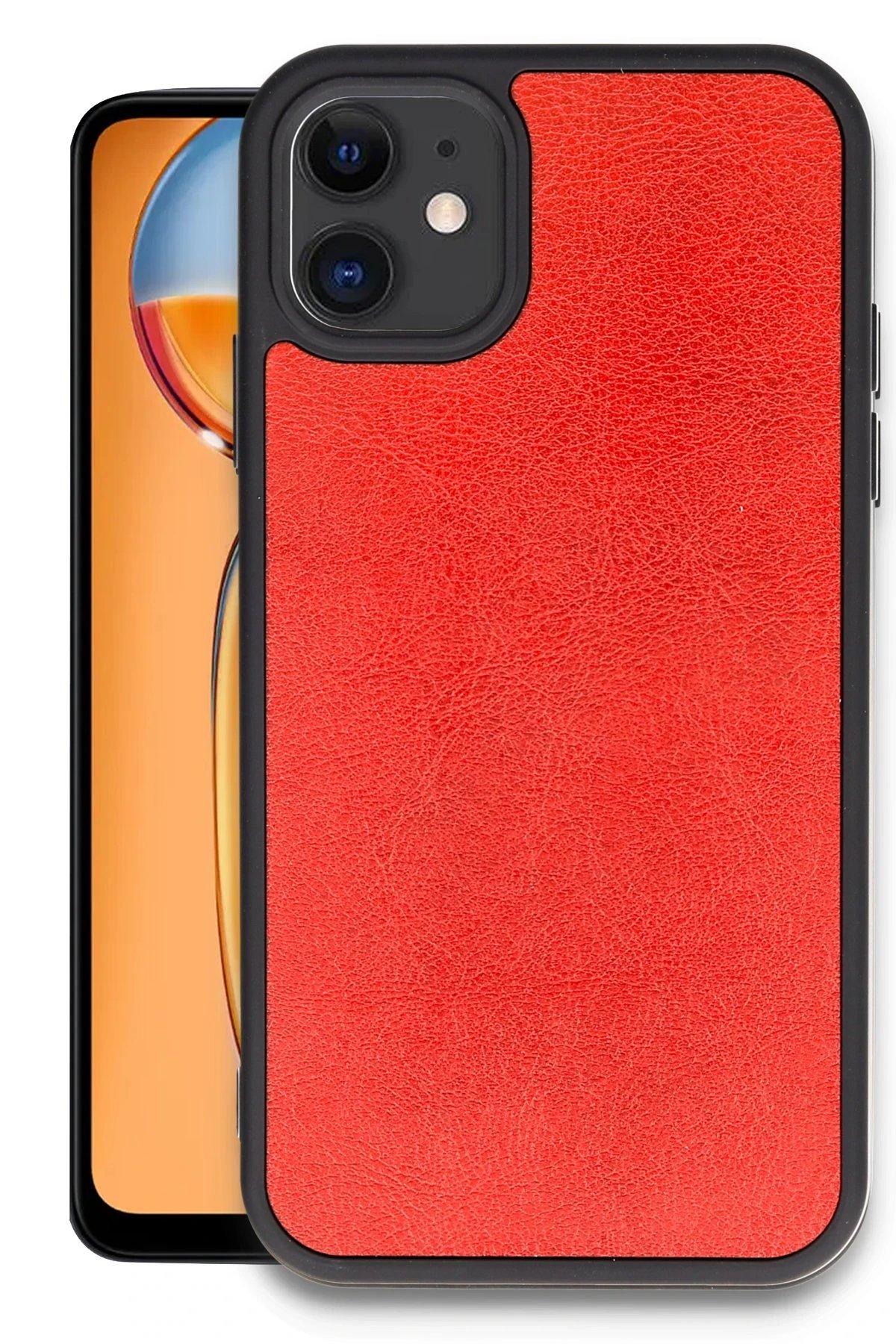 iPhone 11 Kılıf Aras Deri Kapak - Kırmızı-(5796)