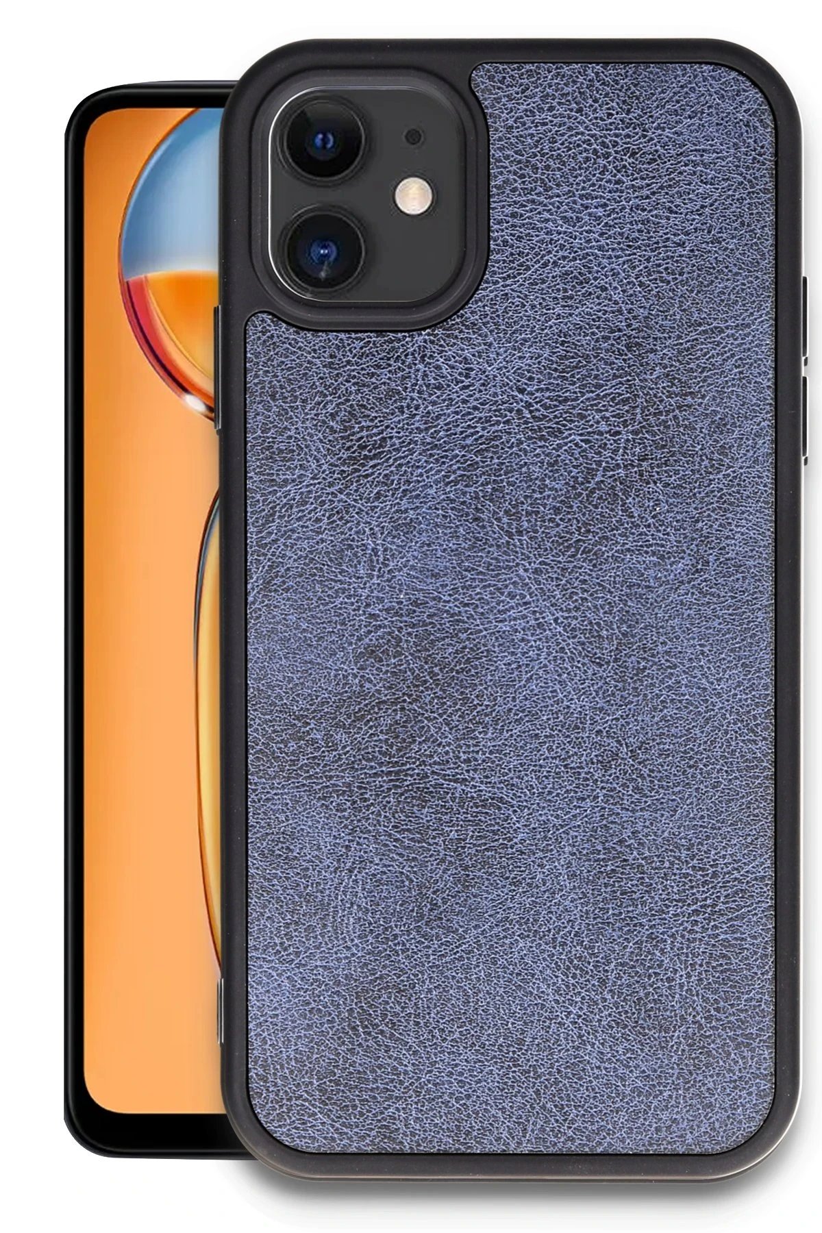 iPhone 11 Kılıf Aras Deri Kapak - Lacivert-(5796)