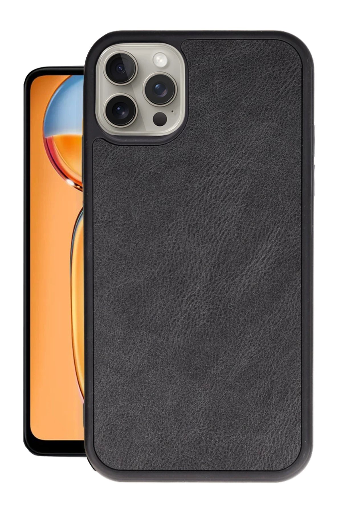 iPhone 14 Pro Kılıf Aras Deri Kapak - Siyah-(5796)