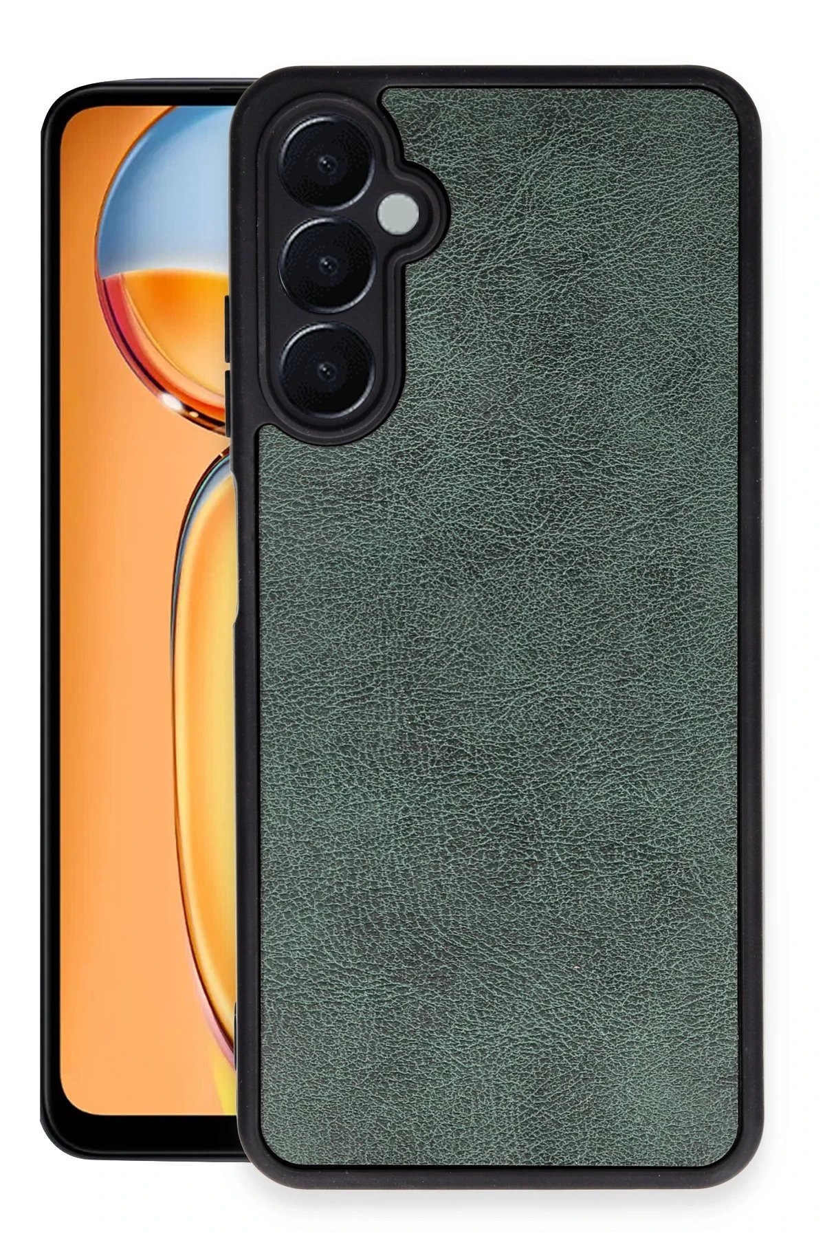 Samsung Galaxy A15 4G Kılıf Aras Deri Kapak - Koyu Yeşil-(5796)