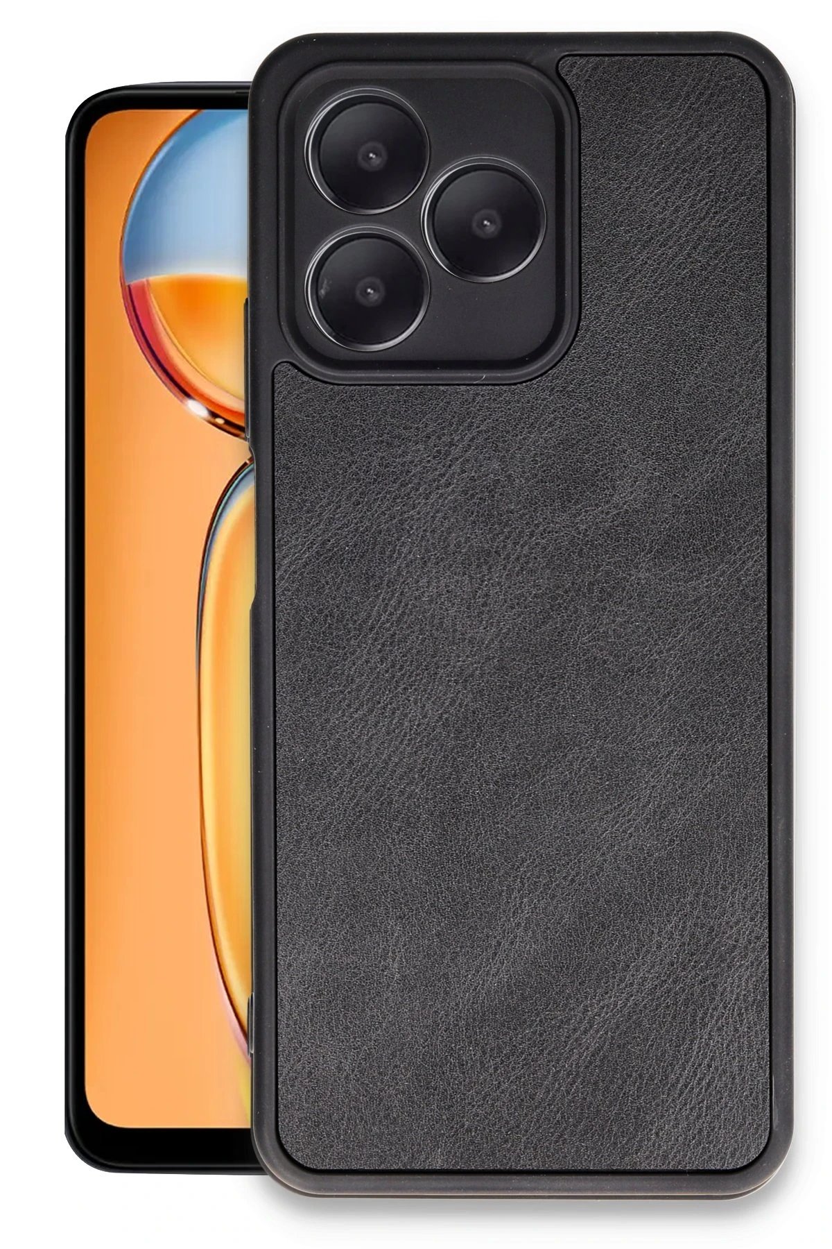 Realme Note 50 4G Kılıf Aras Deri Kapak - Siyah-(5796)