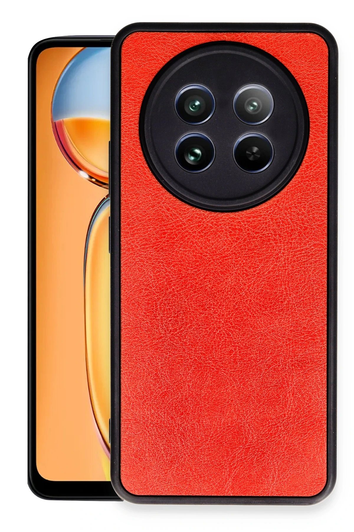 Realme 12 5G Kılıf Aras Deri Kapak - Kırmızı-(5796)