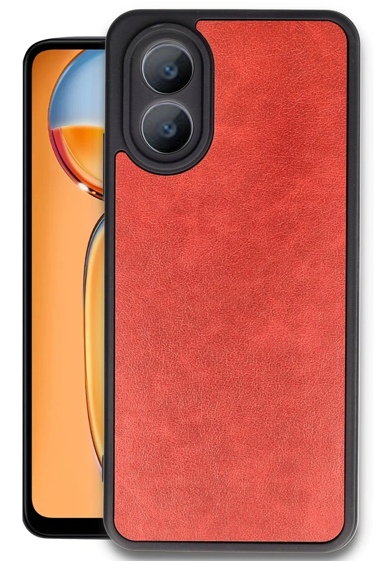 Oppo A38 Kılıf Aras Deri Kapak - Kırmızı-(5796)