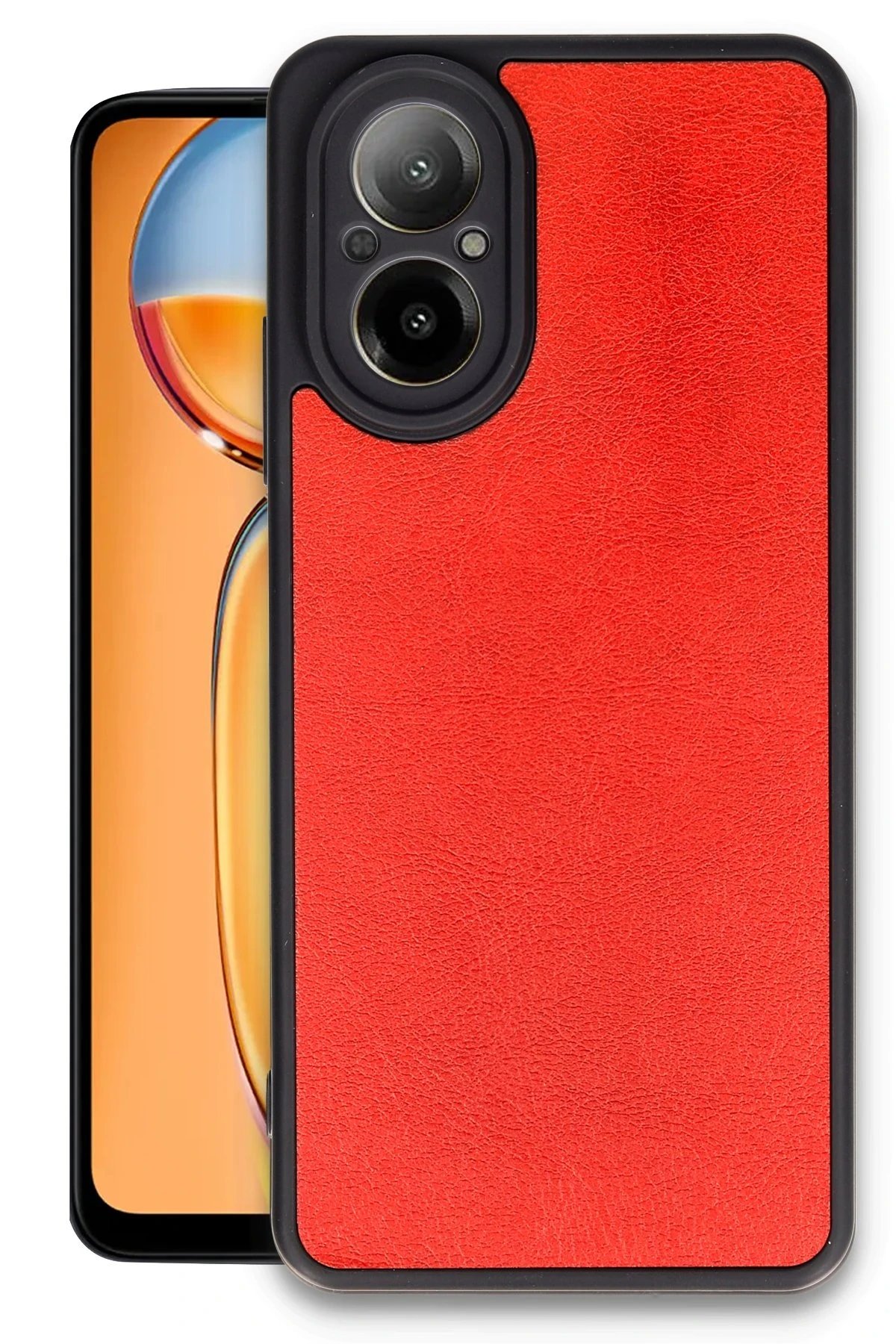 Realme 12 Lite Kılıf Aras Deri Kapak - Kırmızı-(5796)