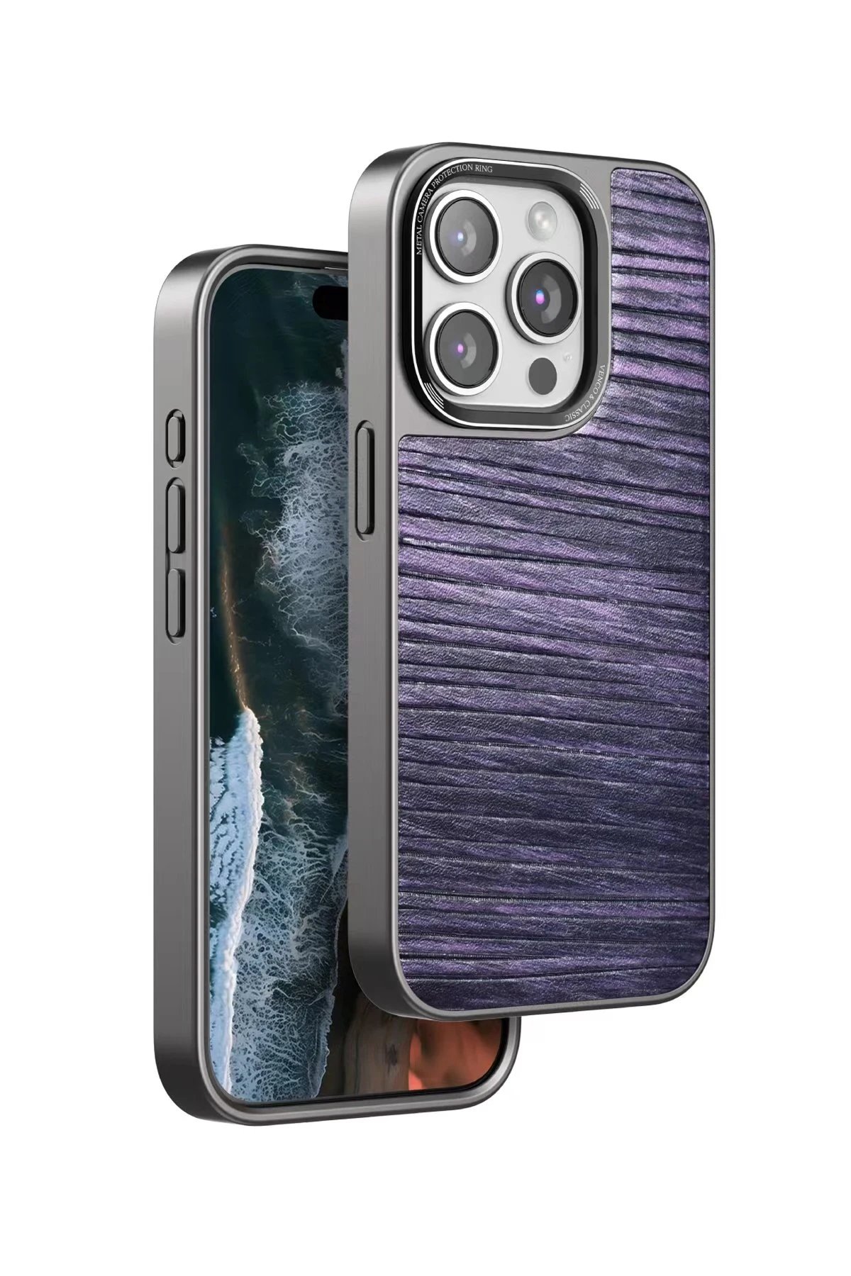 iPhone 14 Pro Wave Kapak - Derin Mor-(5796)
