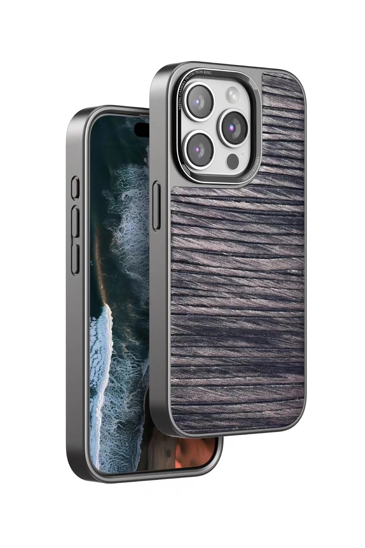 iPhone 15 Pro Max Wave Kapak - Kahverengi-(5796)