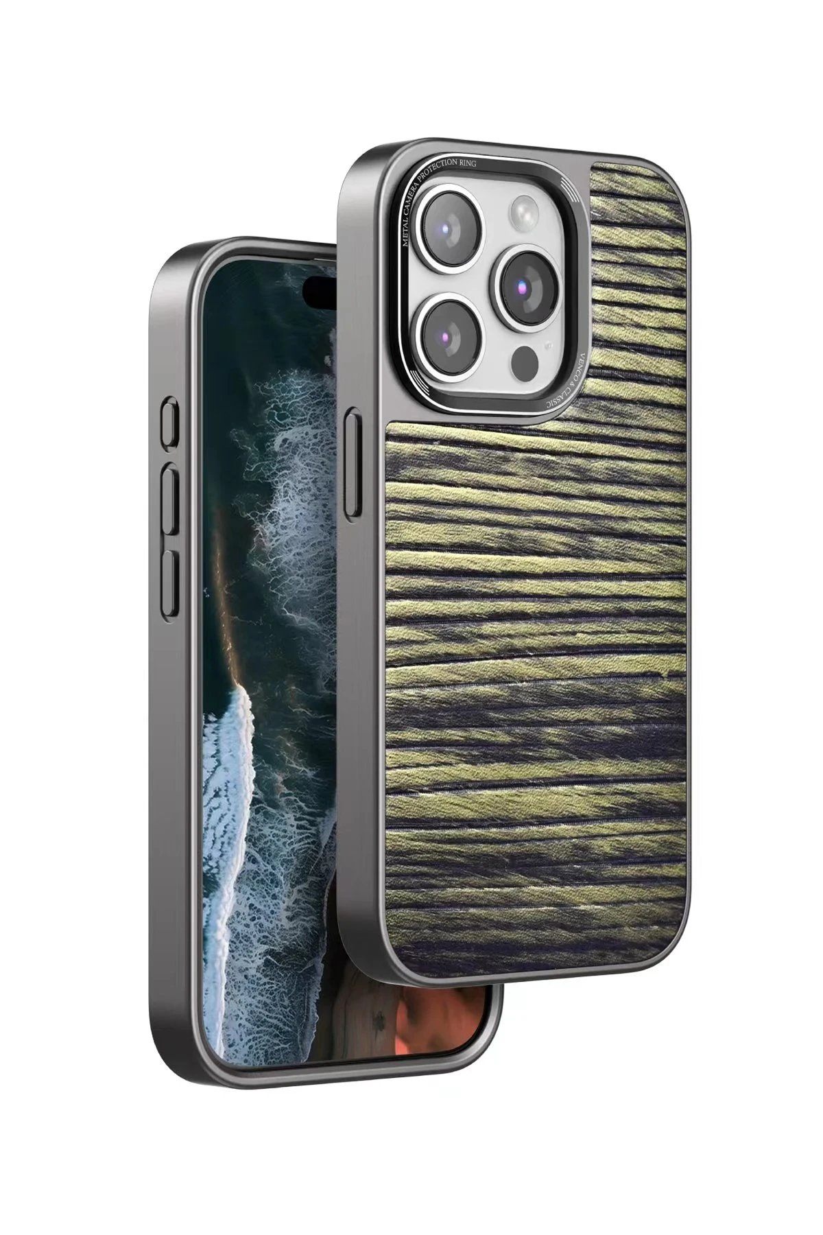 iPhone 15 Pro Max Wave Kapak - Koyu Kahve-(5796)