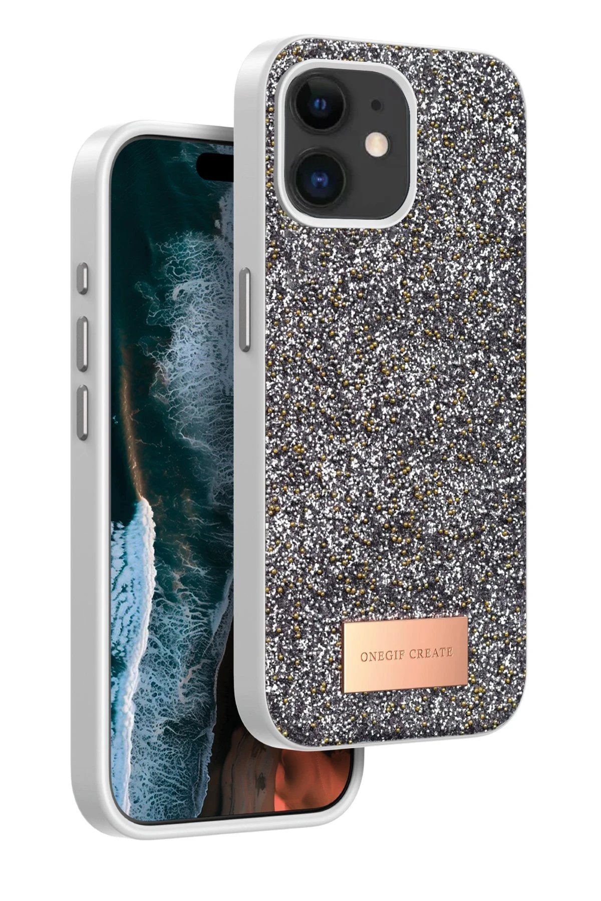 iPhone 11 Bright Simli Kapak - Gümüş-(5796)