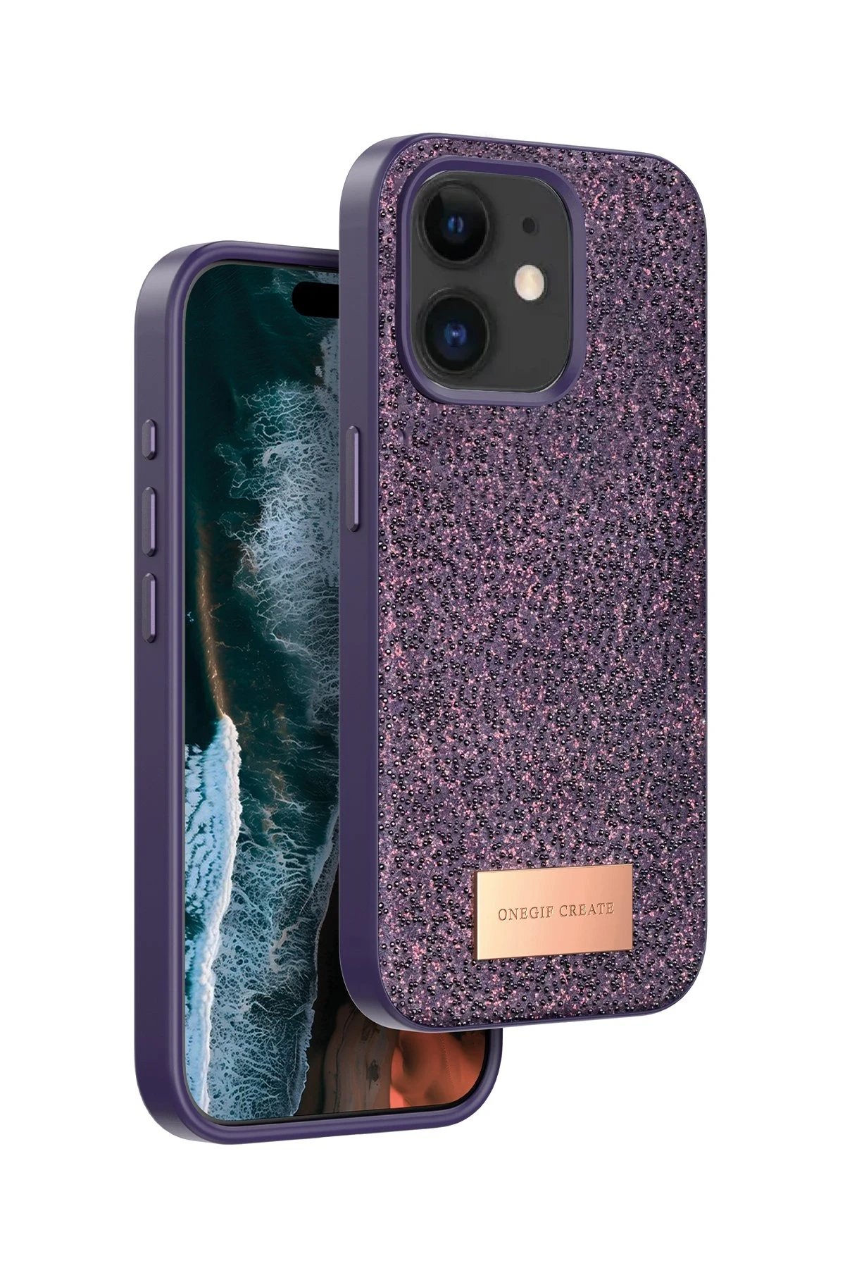 iPhone 11 Bright Simli Kapak - Derin Mor-(5796)