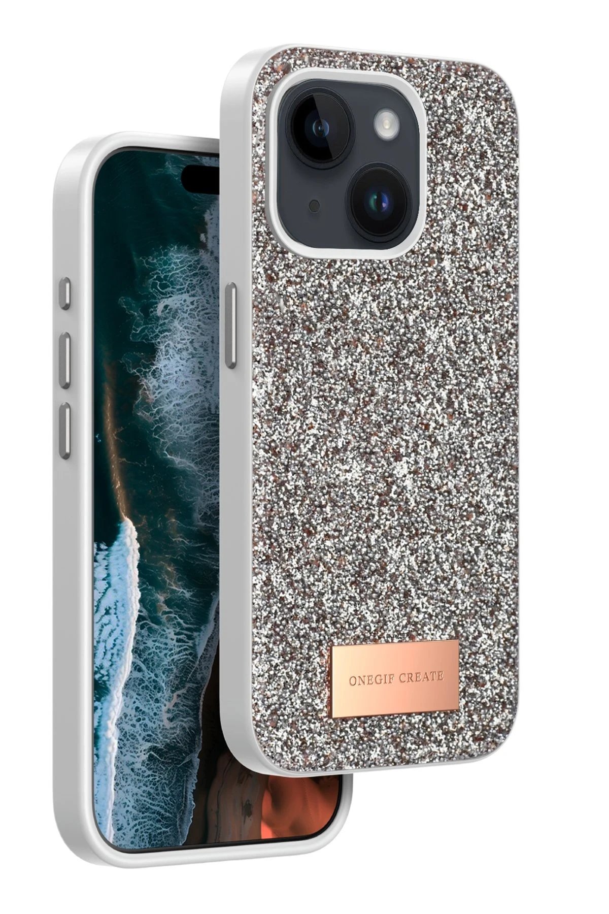 iPhone 14 Bright Simli Kapak - Gold-(5796)