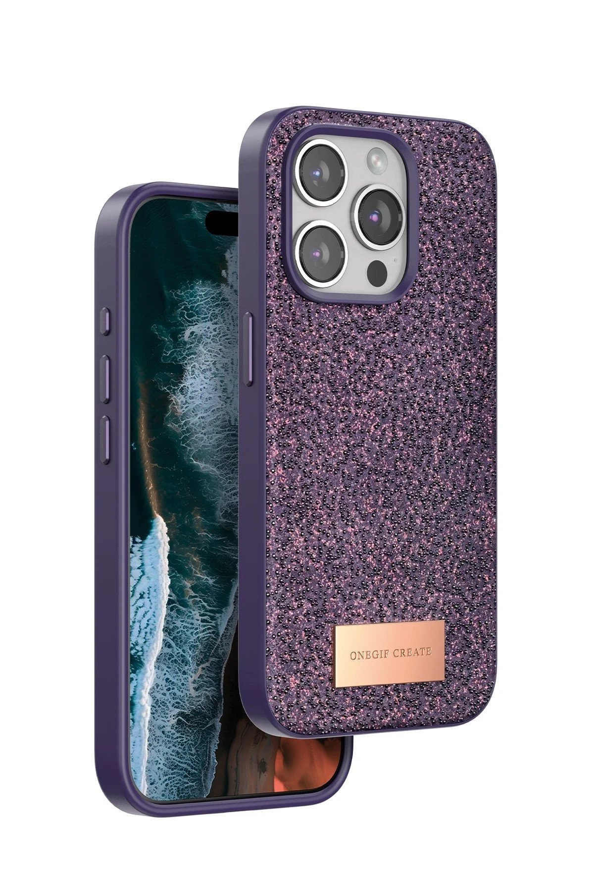 iPhone 14 Pro Bright Simli Kapak - Derin Mor-(5796)