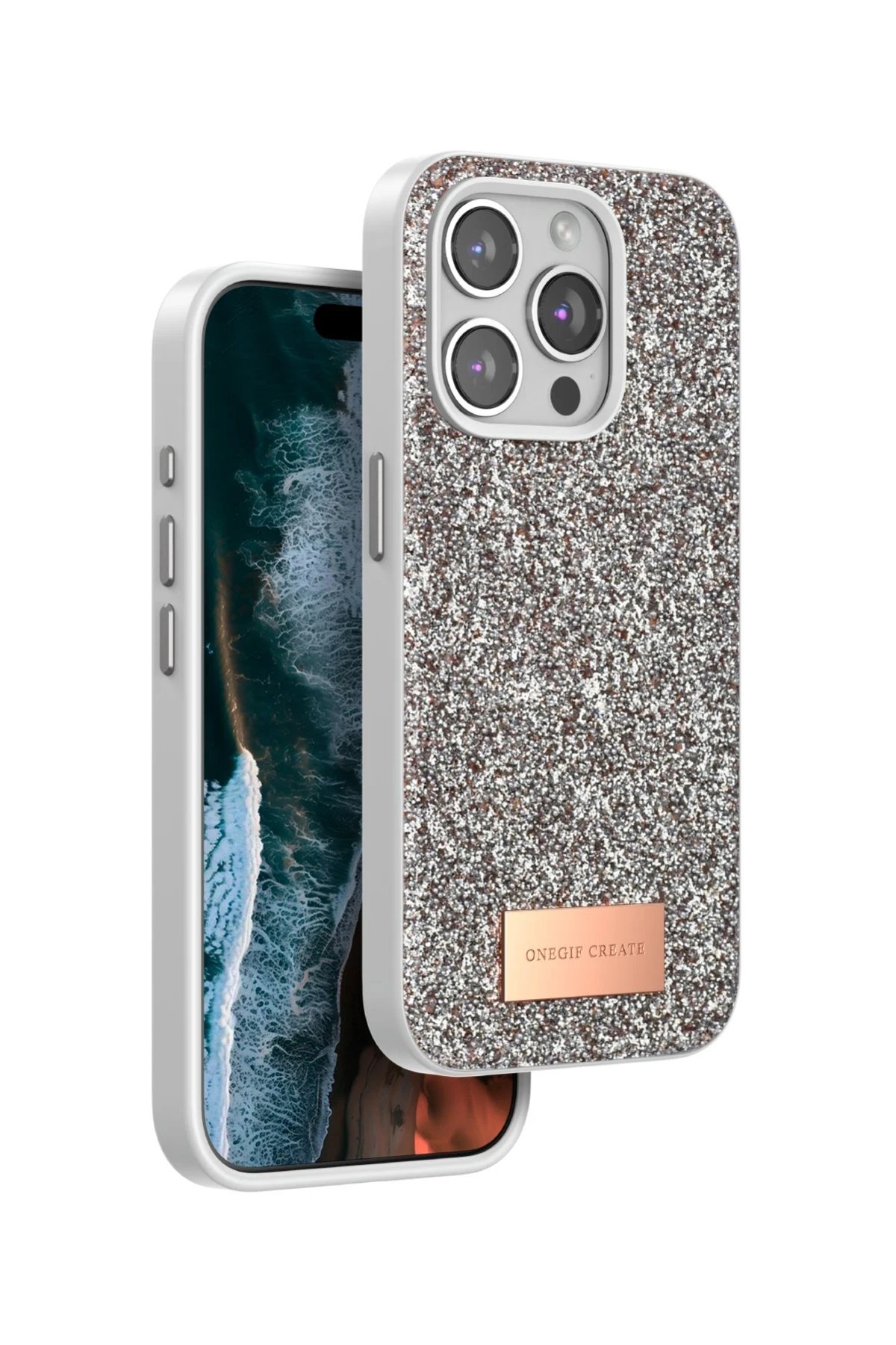 iPhone 15 Pro Max Bright Simli Kapak - Gold-(5796)