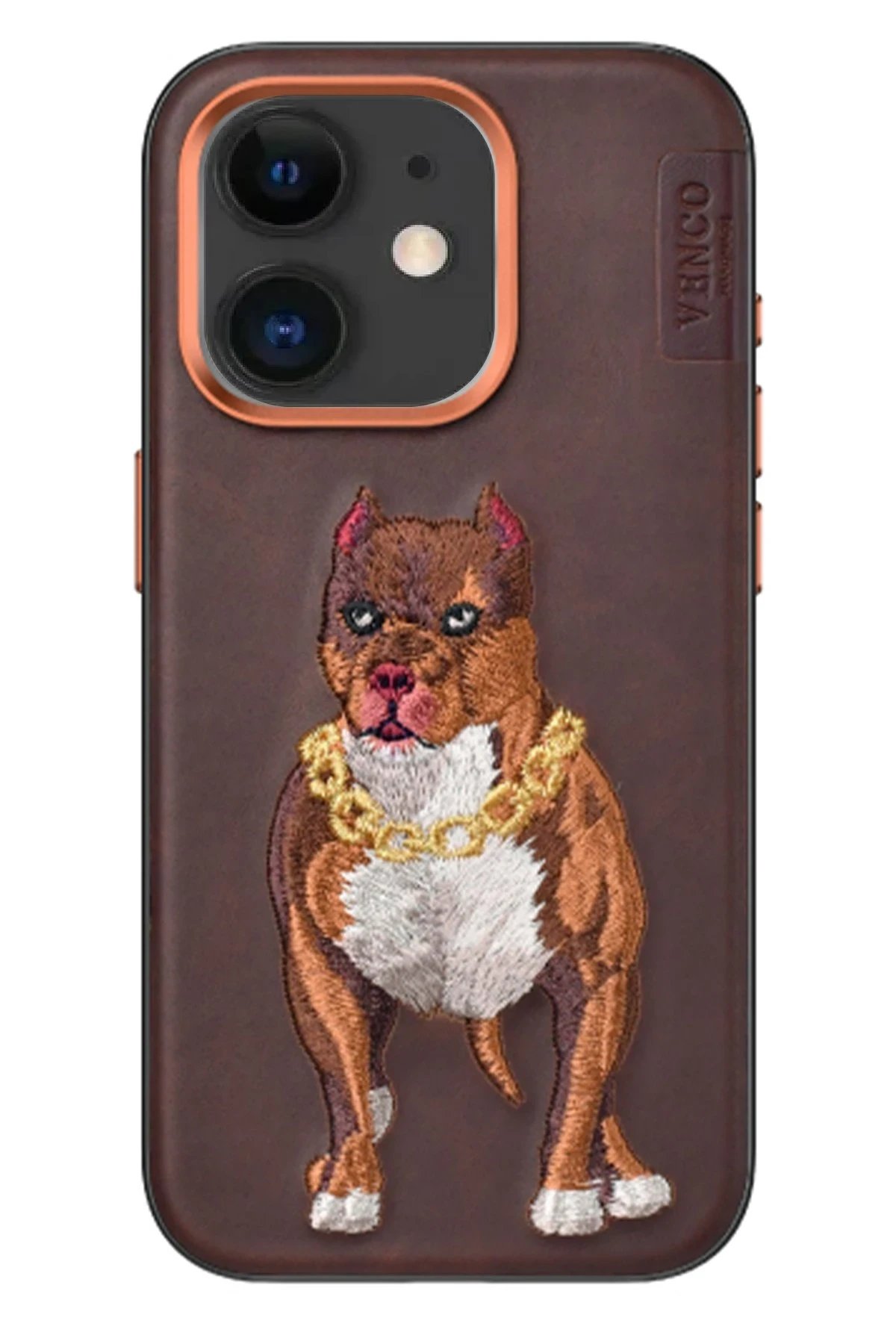iPhone 11 Perma Desenli Kapak - Kahverengi-(5796)