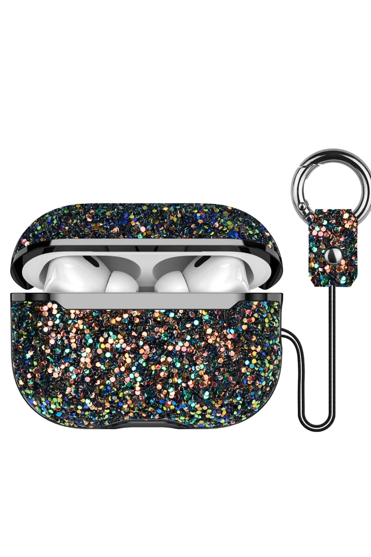 Airpods Pro 2 (2.nesil) Bright Simli Airpods Kapak - Siyah-(5796)