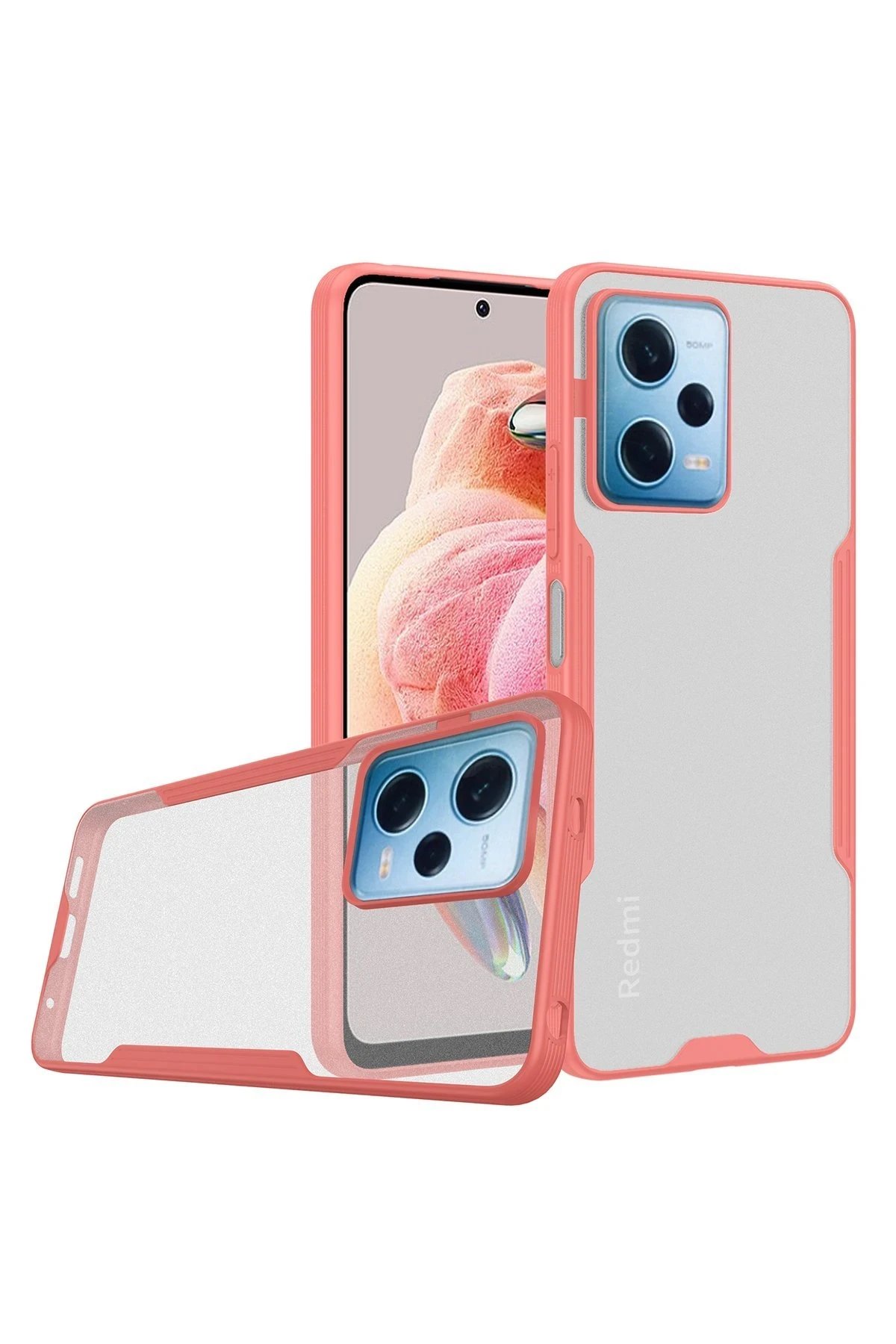 Xiaomi Redmi Note 12 5G Kılıf Platin Silikon - Pembe-(5796)