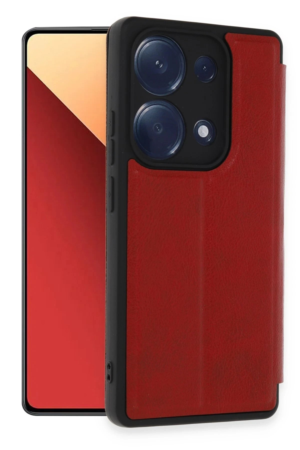 Xiaomi Redmi Note 13 Pro 4G Kılıf Flip Cover - Kırmızı-(5796)