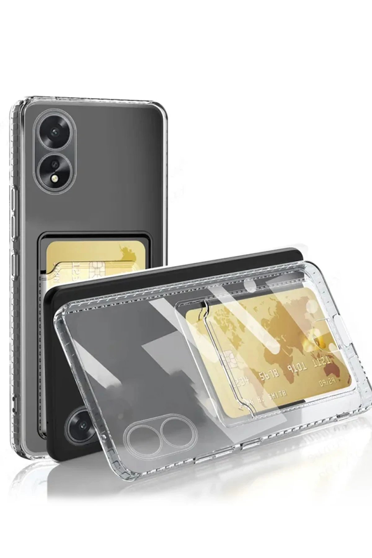 Oppo A38 Kılıf Kart Şeffaf Silikon - Şeffaf-(5796)