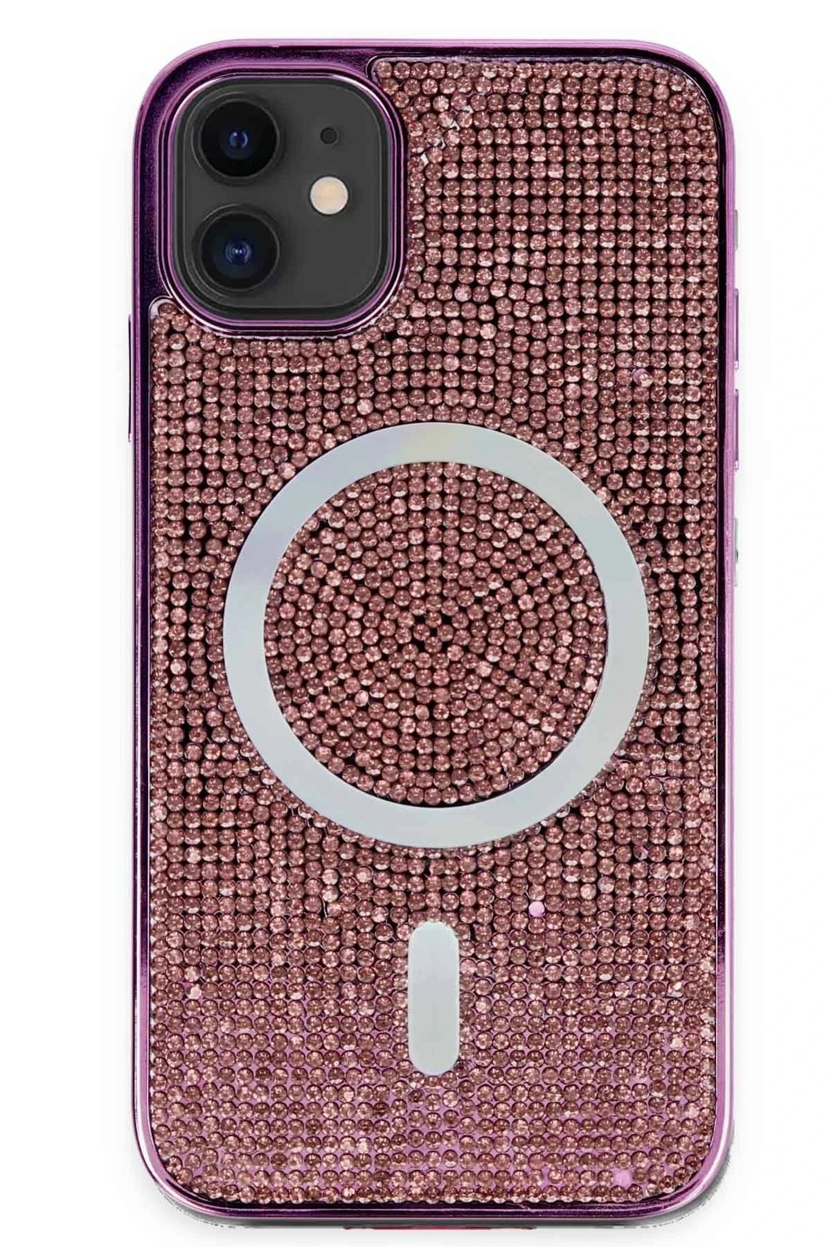 iPhone 11 Kılıf Diamond Magsafe Kapak - Derin Mor-(5796)