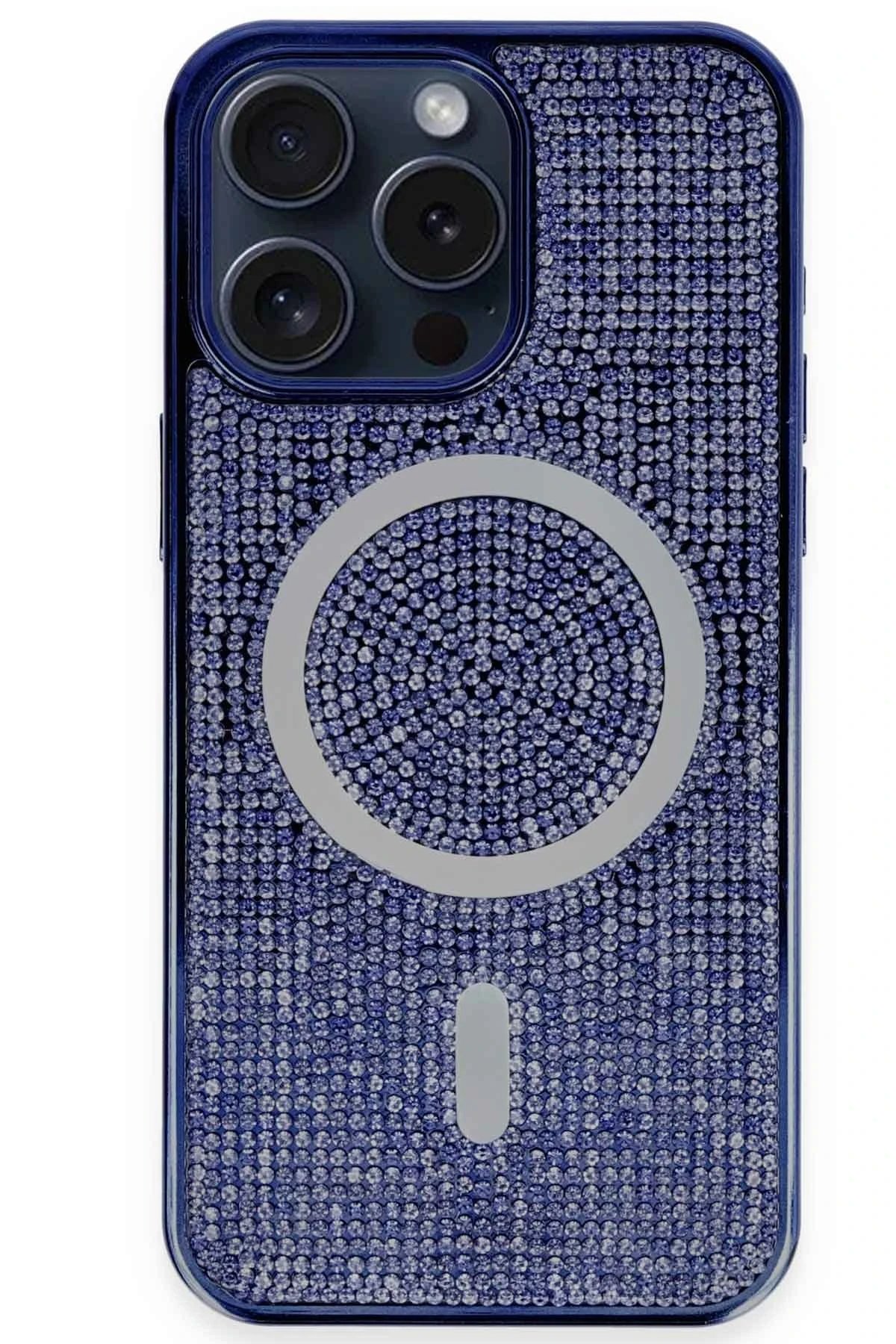 iPhone 14 Pro Max Kılıf Diamond Magsafe Kapak - Lacivert-(5796)