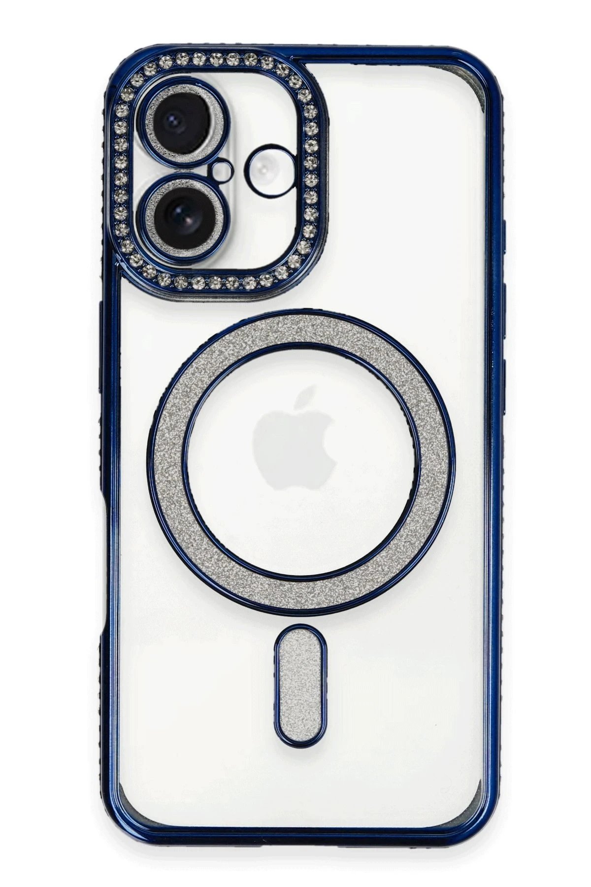 iPhone 16 Kılıf Joke Simli Magneticsafe Kılıf - Lacivert-(5796)
