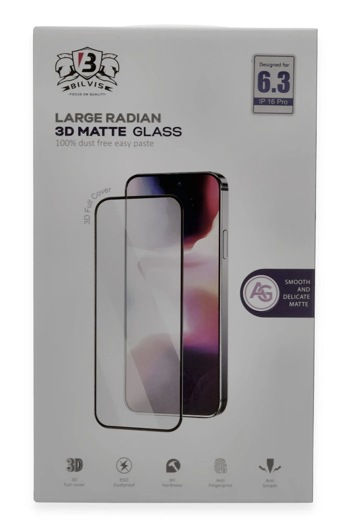 iPhone 16 Pro Bilvis 3D Mat Cam Ekran Koruyucu-(5796)