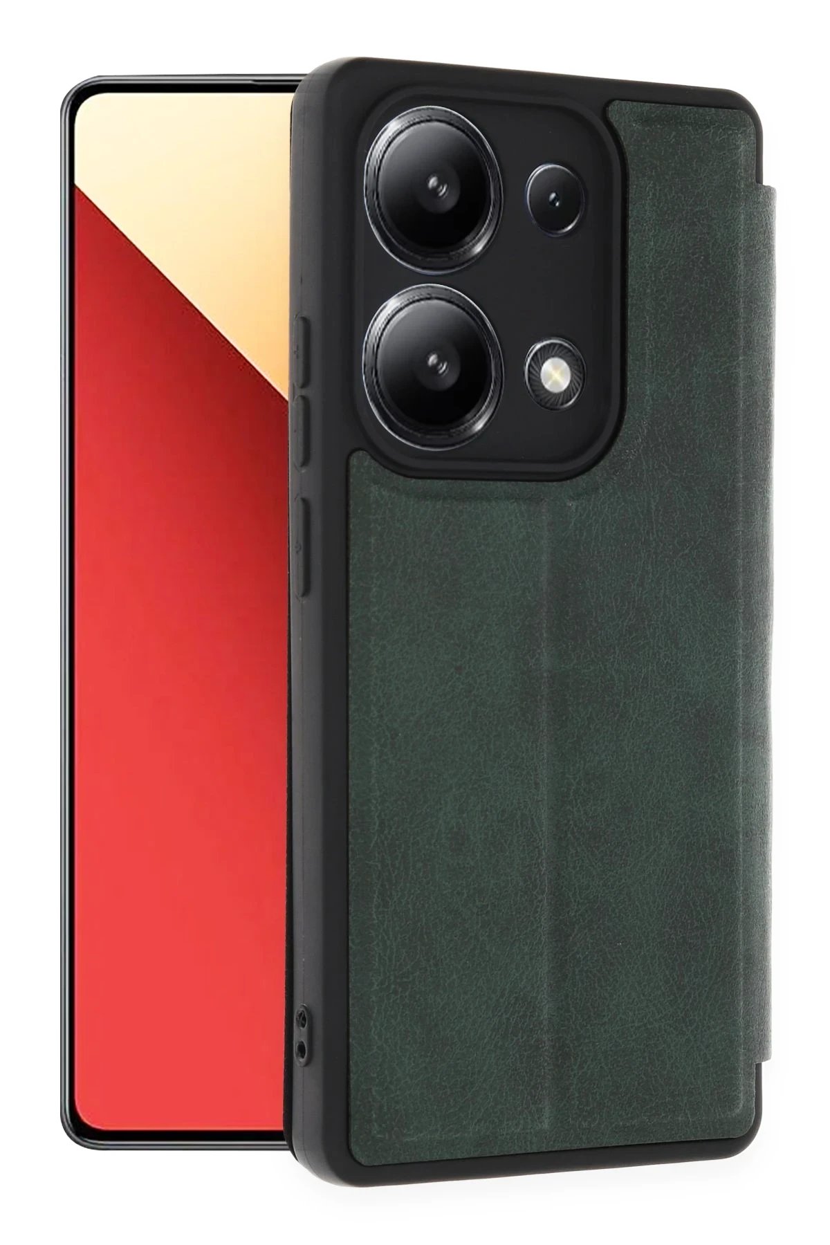 Xiaomi Redmi Note 13 4G Kılıf Flip Cover - Koyu Yeşil-(5796)