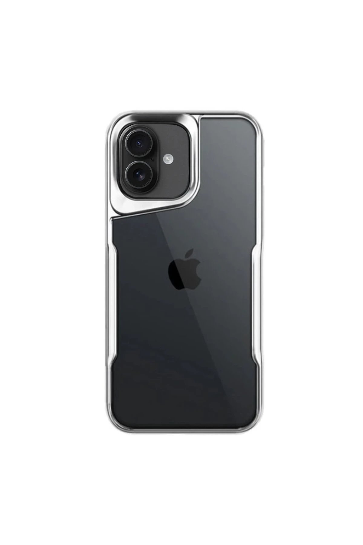 iPhone 16 Plus Kılıf Boyi Silikon Kapak - Gümüş-(5796)