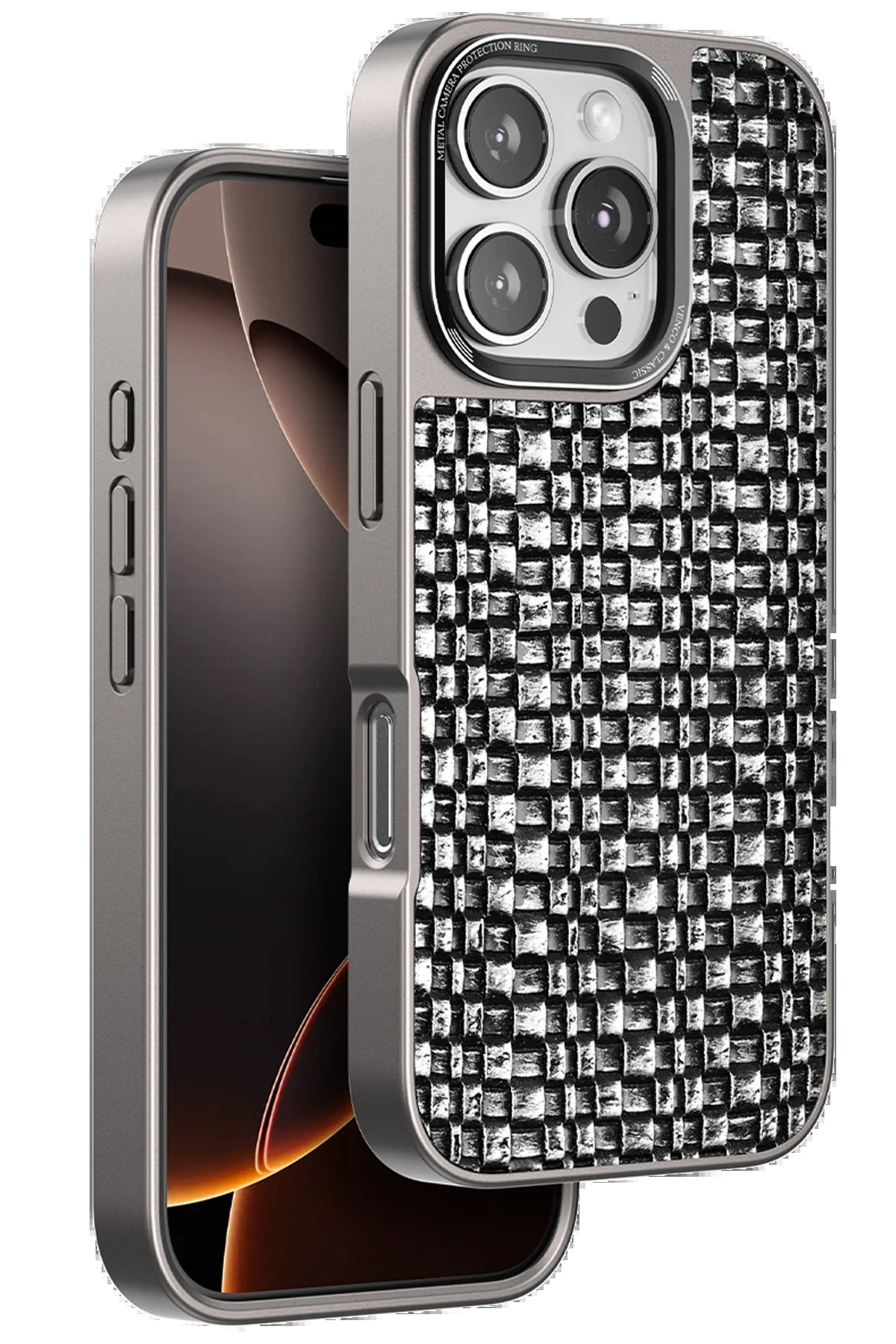 iPhone 16 Pro Brand Kapak - Gümüş-(5796)