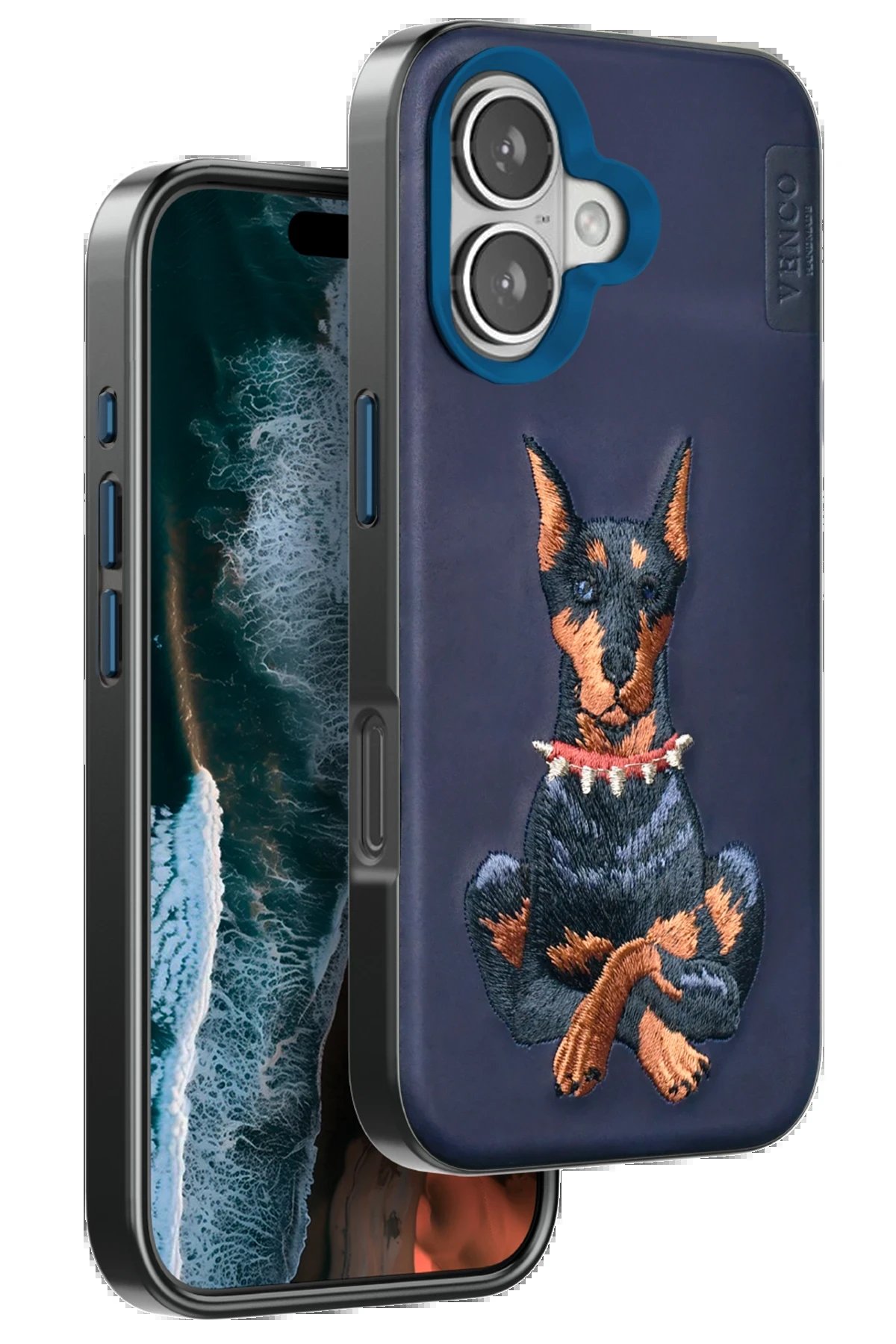 iPhone 16 Perma Desenli Kapak - Lacivert-(5796)