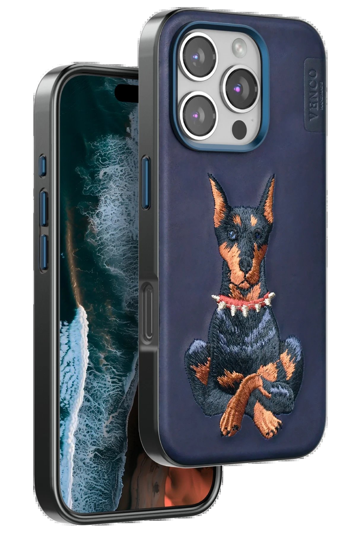 iPhone 16 Pro Perma Desenli Kapak - Lacivert-(5796)