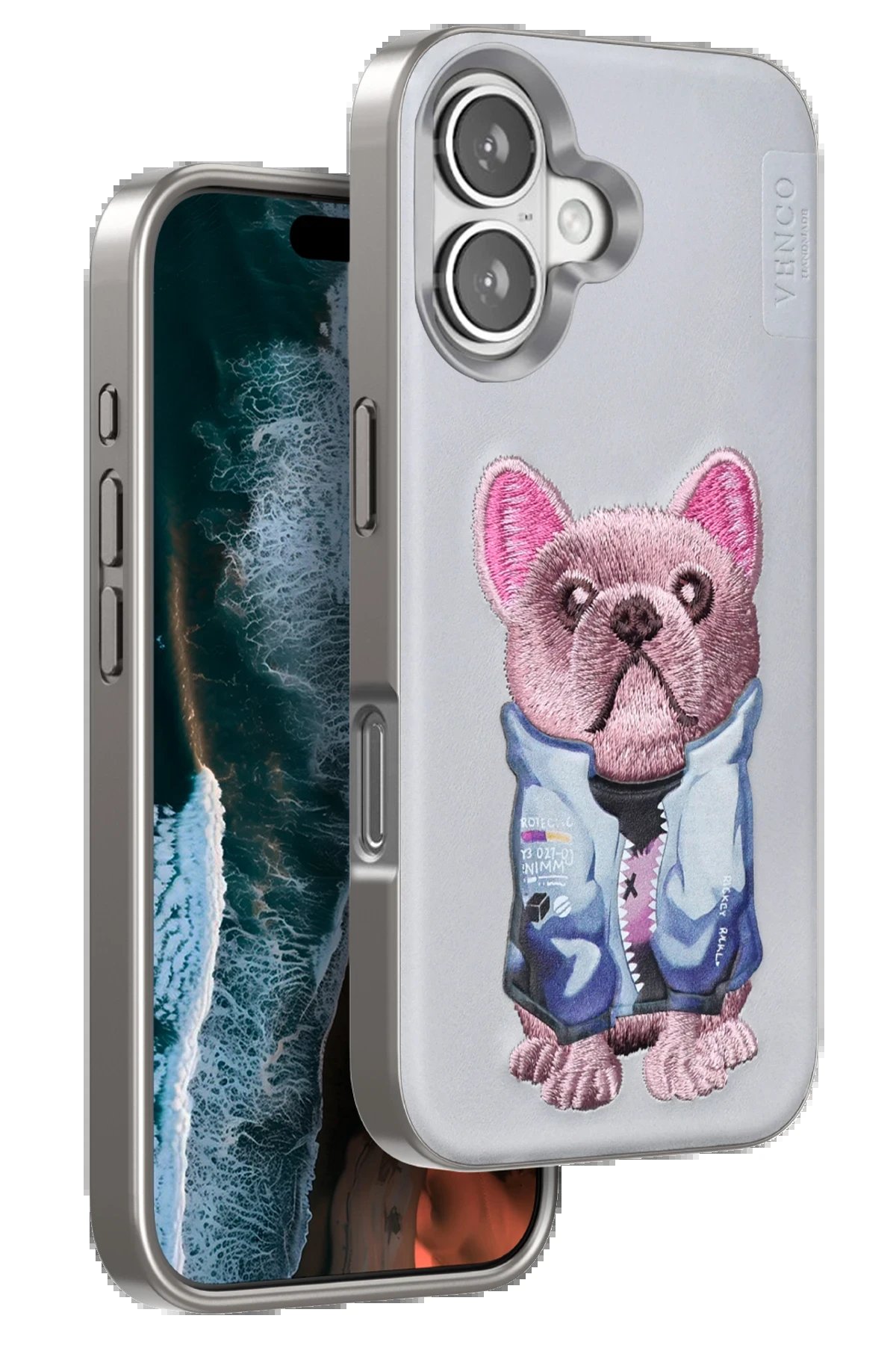 iPhone 16 Cute Desenli Kapak - Kahverengi-(5796)