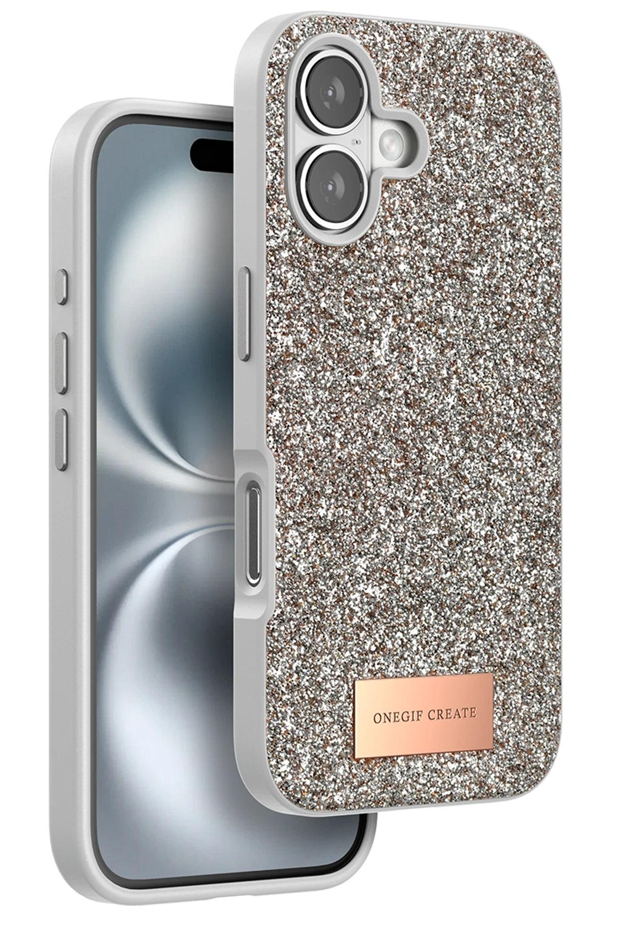 iPhone 16 Bright Simli Kapak - Gold-(5796)