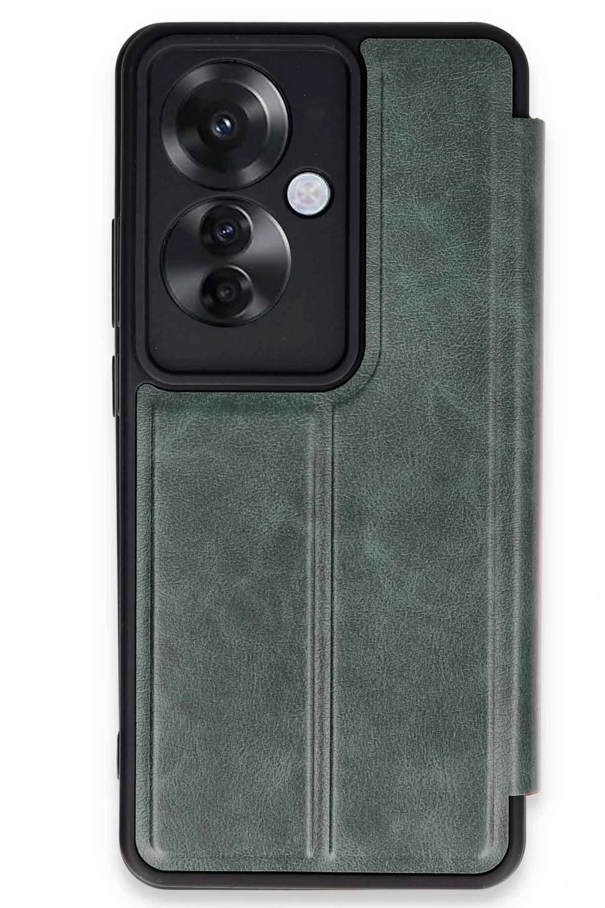 Oppo Reno 11F Kılıf Flip Cover - Koyu Yeşil-(5796)