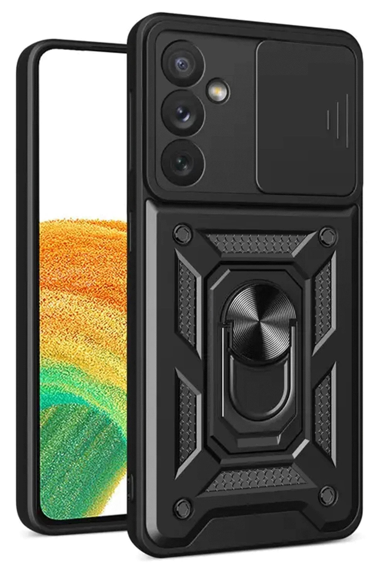 Samsung Galaxy S24 FE Pars Lens Yüzüklü Silikon - Siyah-(5796)