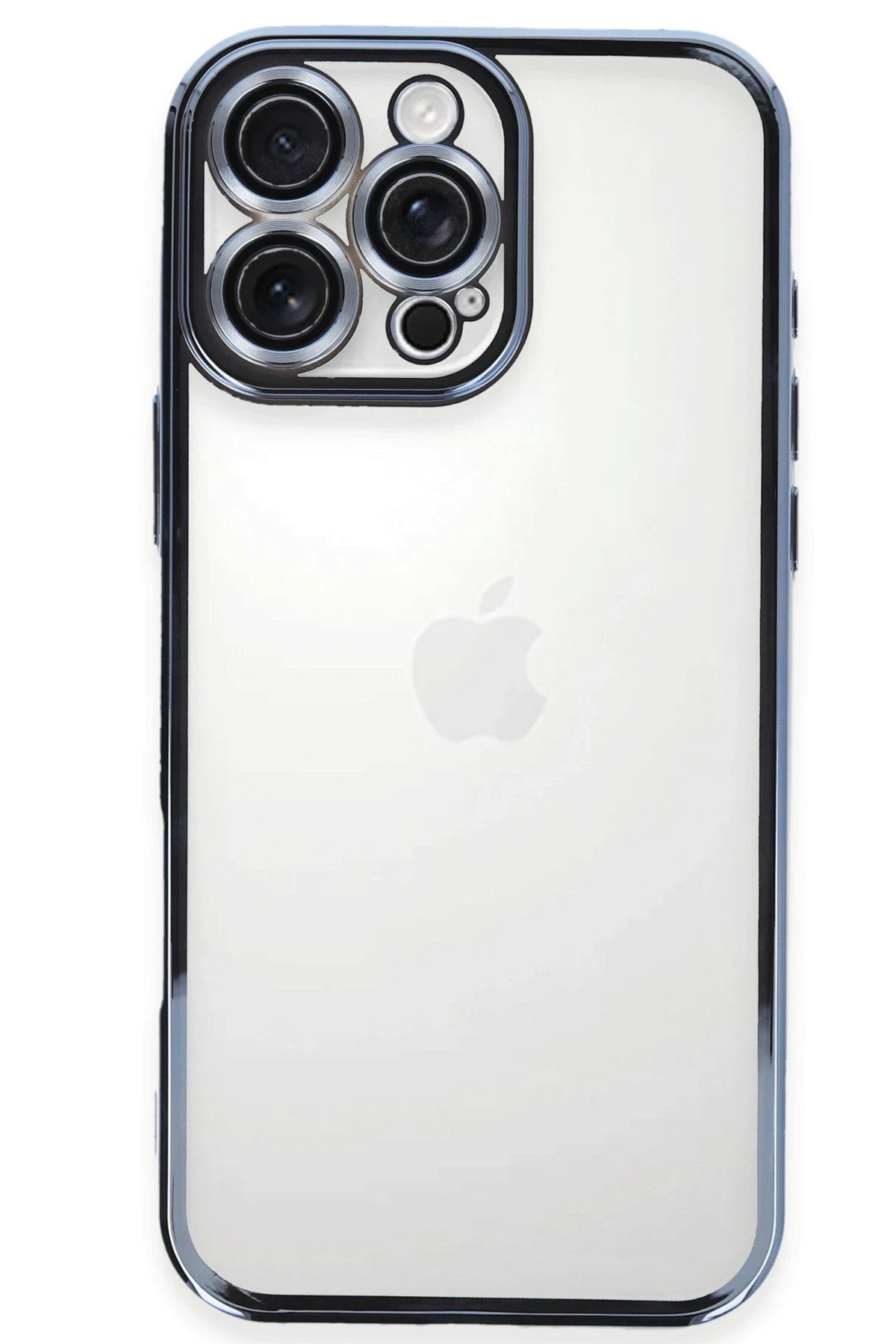 iPhone 16 Pro Kılıf Lensli Silikon - Açık Mavi-(5796)