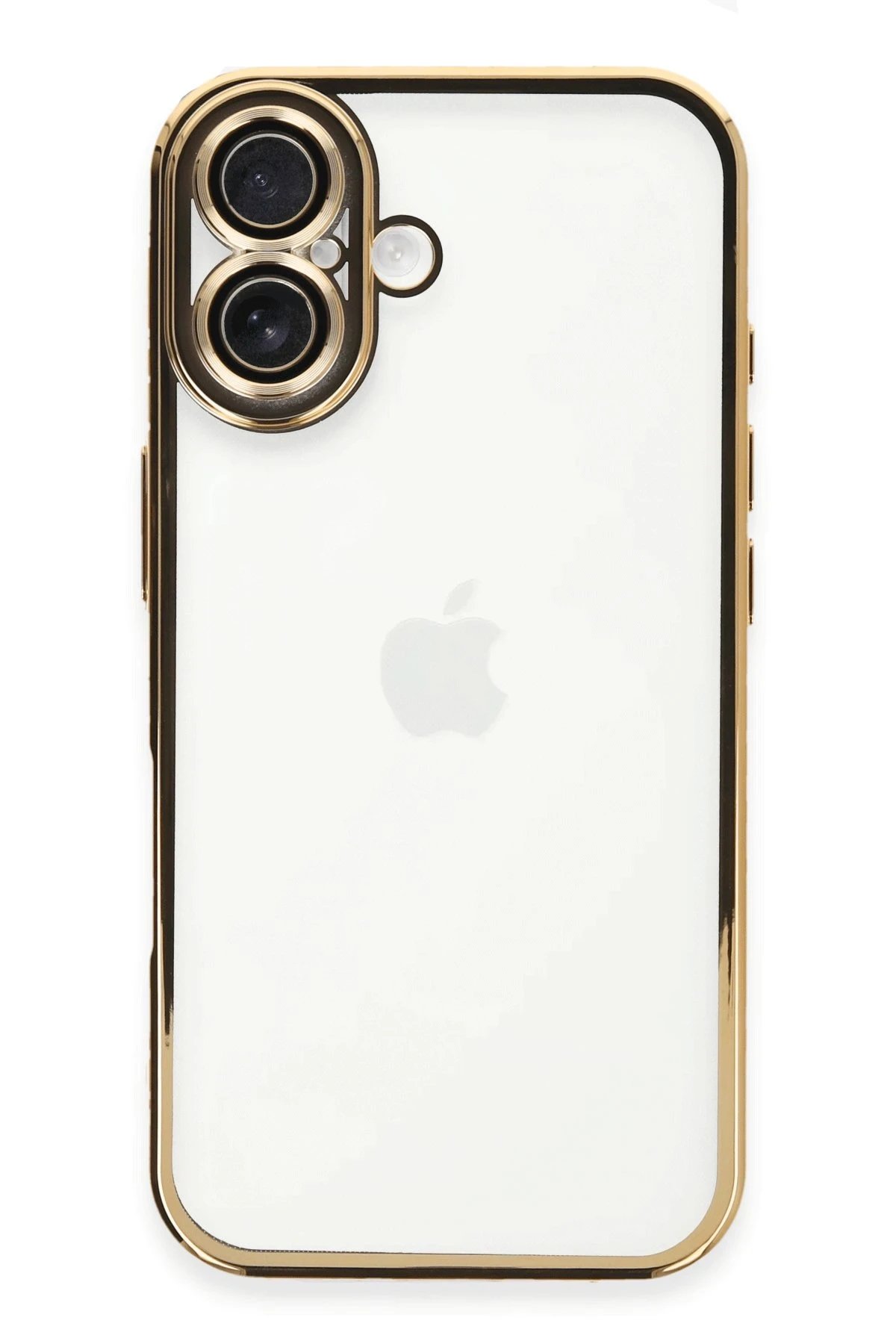 iPhone 16 Plus Kılıf Lensli Silikon - Gold-(5796)