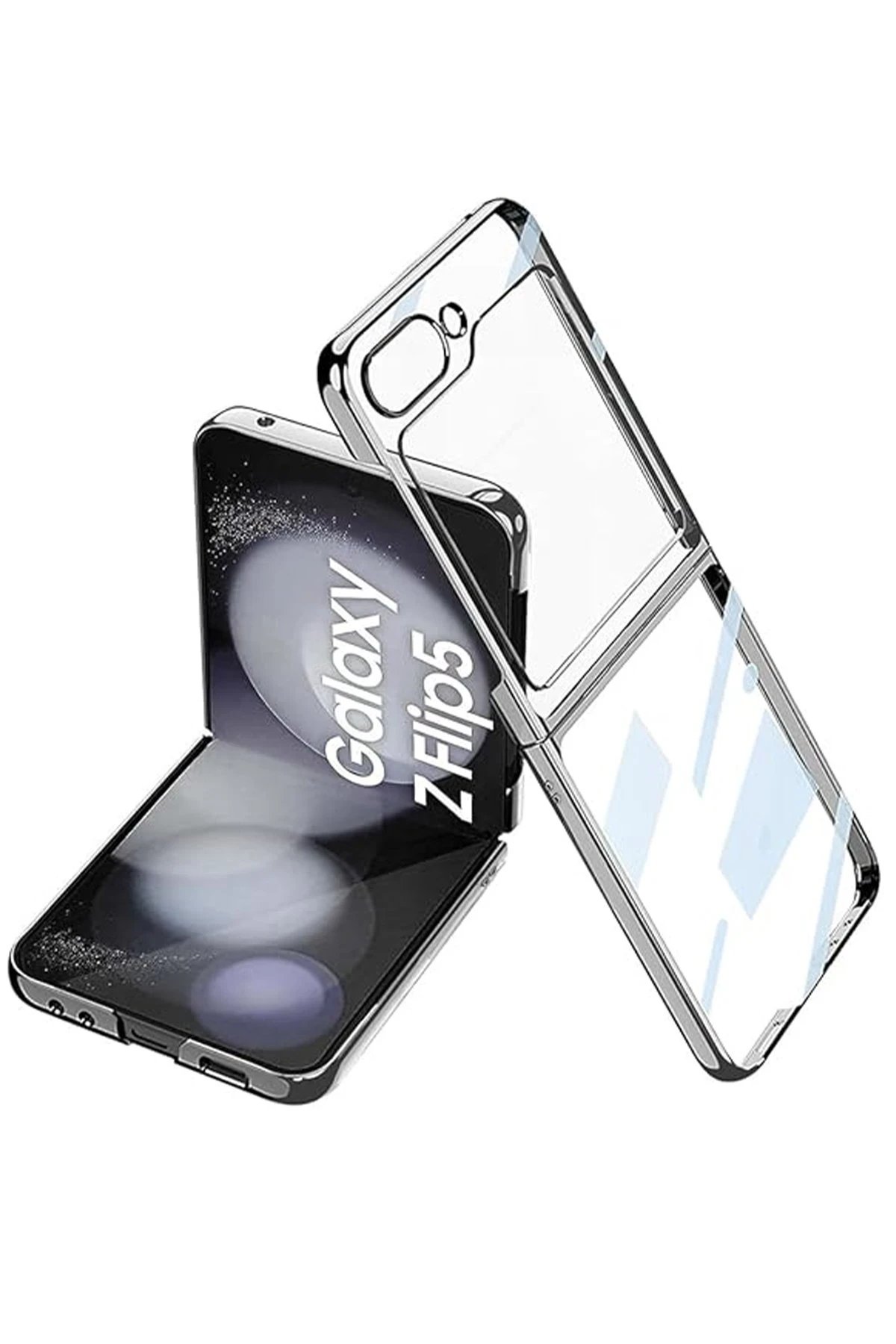 Samsung Galaxy Z Flip 5 Kılıf Fold Element Kapak - Gümüş-(5796)