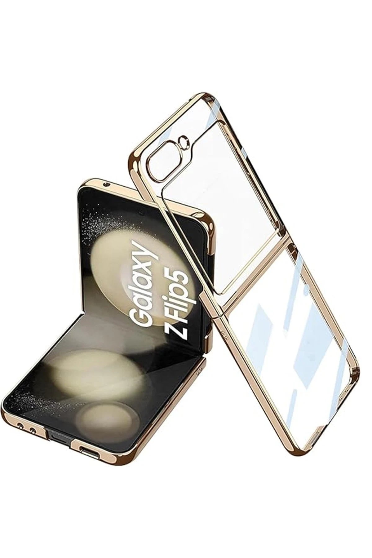 Samsung Galaxy Z Flip 5 Kılıf Fold Element Kapak - Gold-(5796)