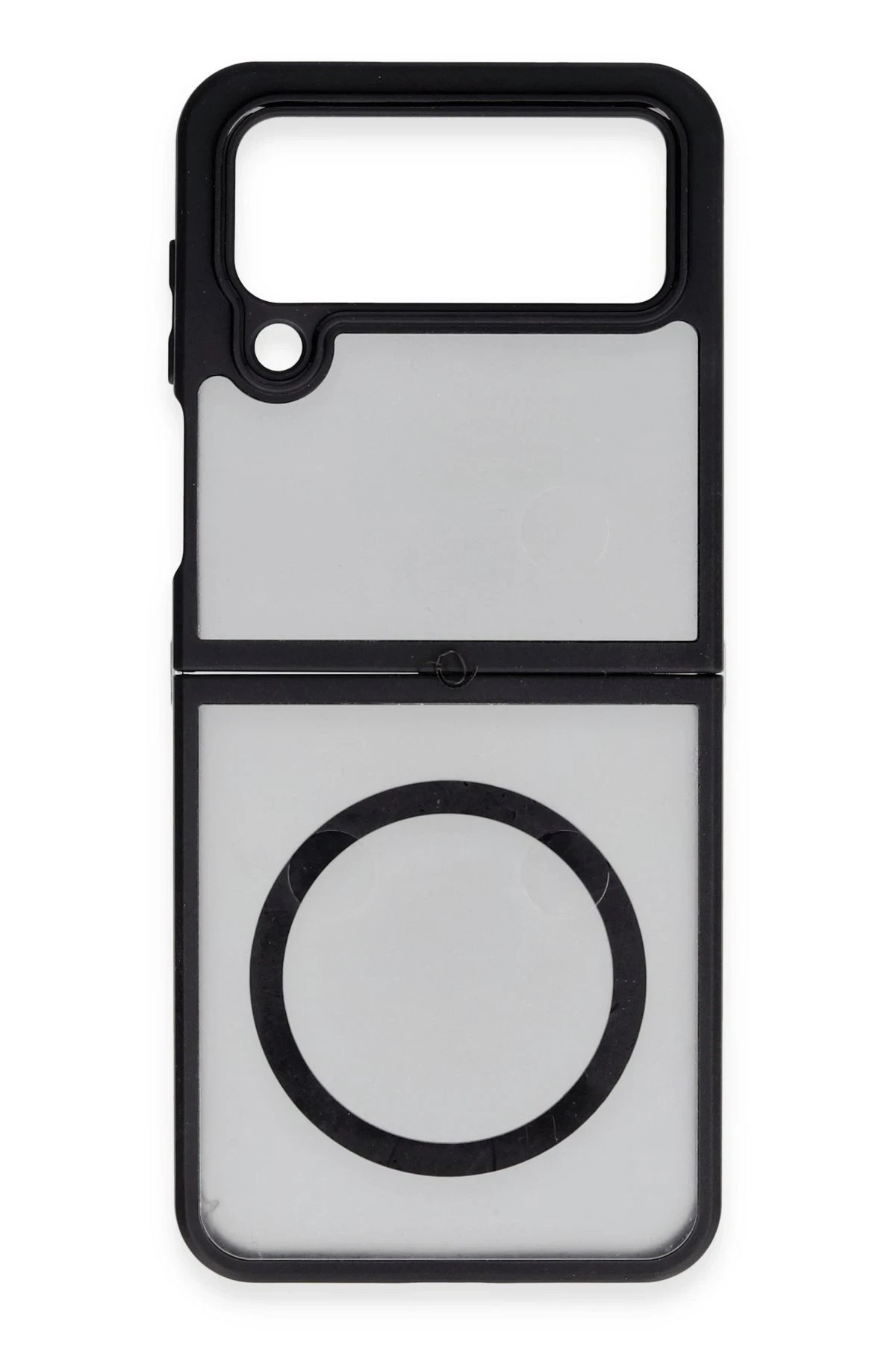 Samsung Galaxy Z Flip 4 Kılıf Blur Fold Magsafe Kapak - Mat Siyah-(5796)