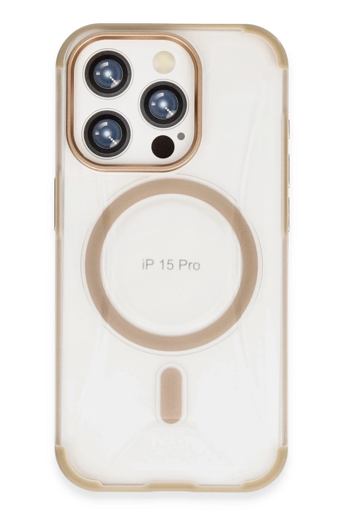 iPhone 15 Pro Hilton Magsafe Kapak - Gold-(5796)