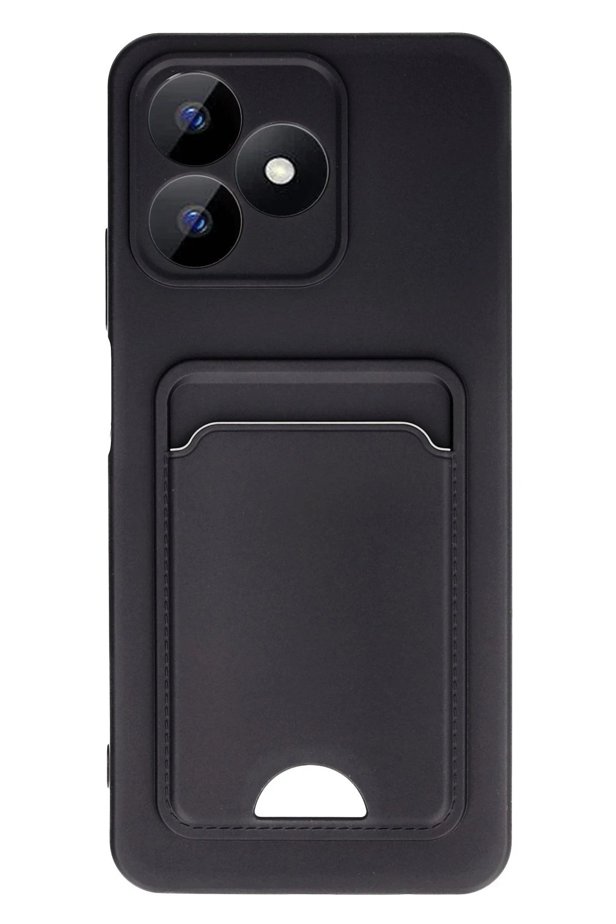 Realme Note 50 4G Kılıf Kelvin Kartvizitli Silikon - Siyah-(5796)