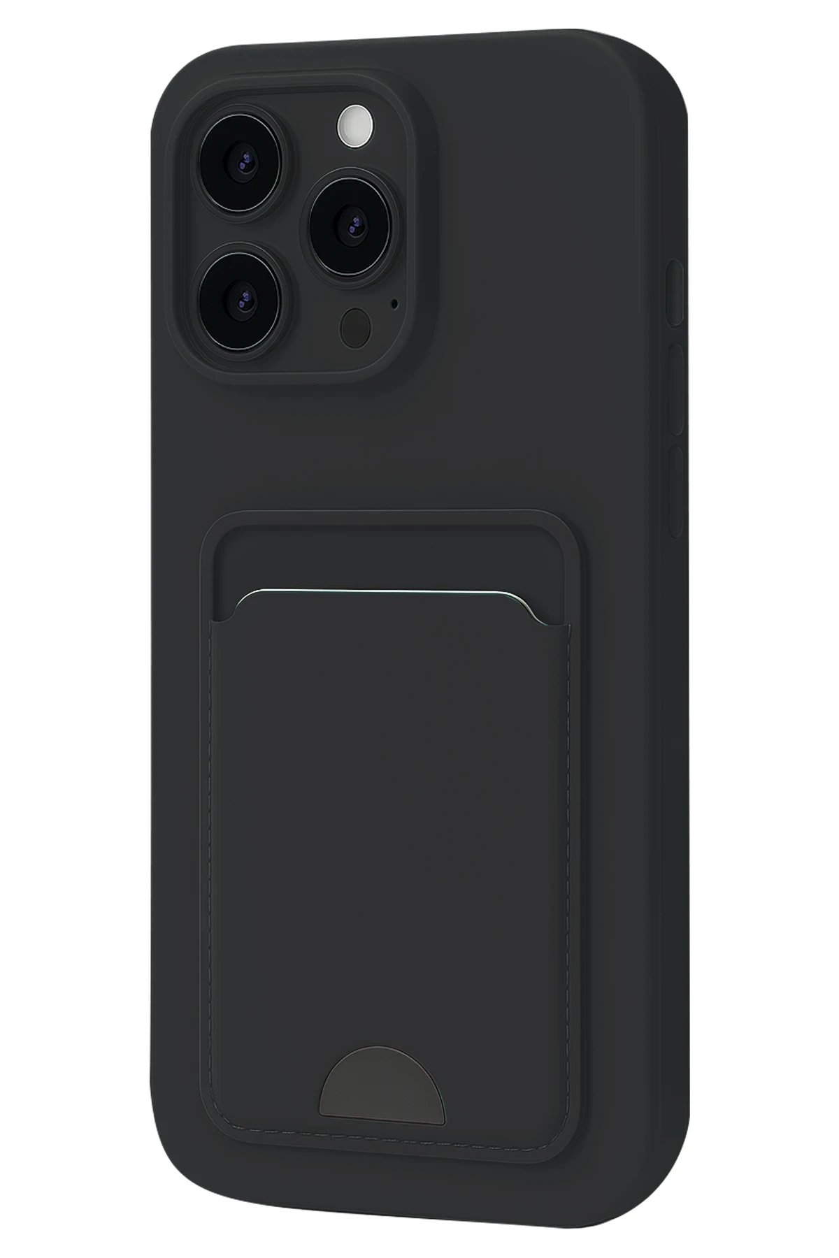 iPhone 16 Pro Kılıf Kelvin Kartvizitli Silikon - Siyah-(5796)