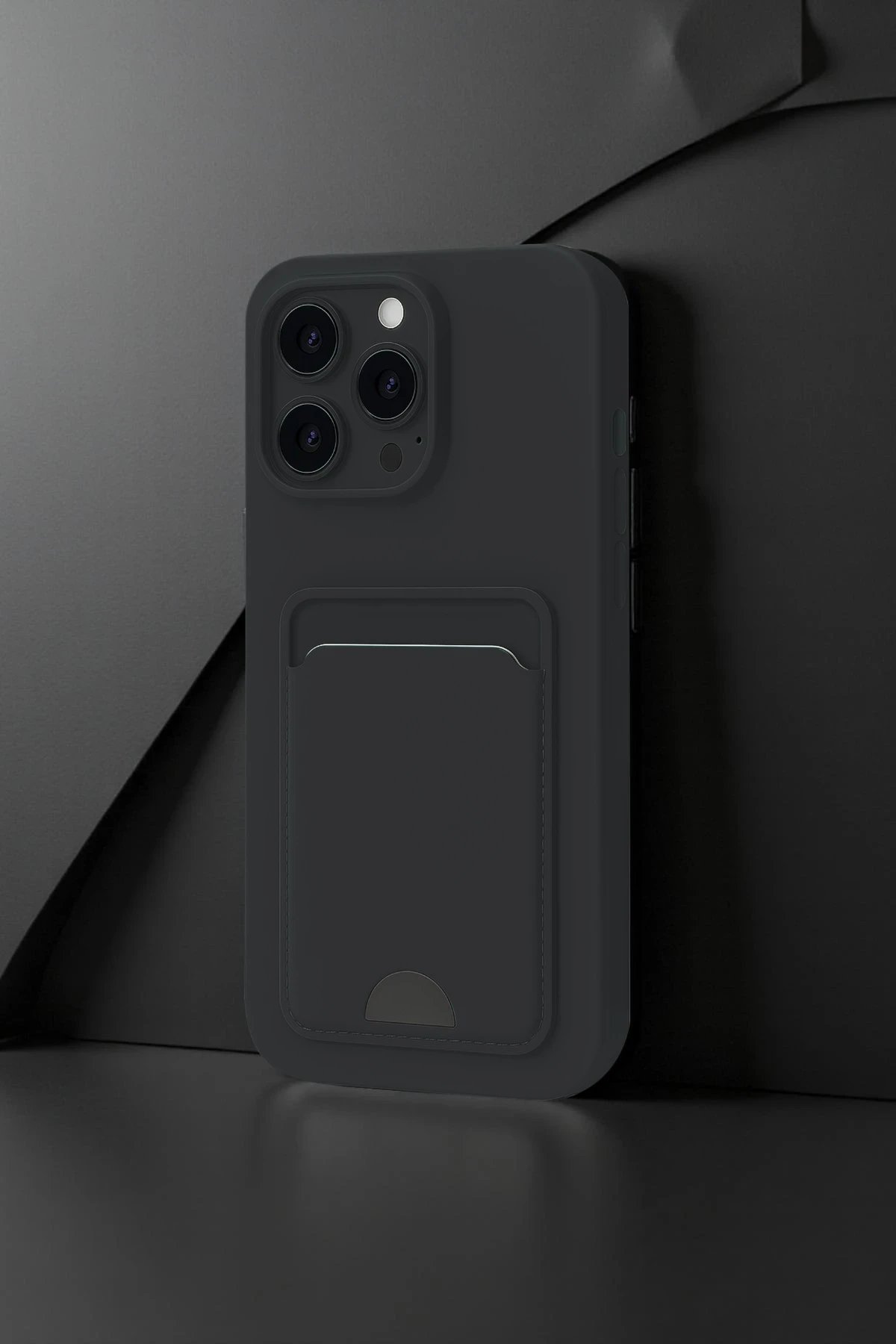 iPhone 16 Pro Max Kılıf Kelvin Kartvizitli Silikon - Koyu Yeşil-(5796)