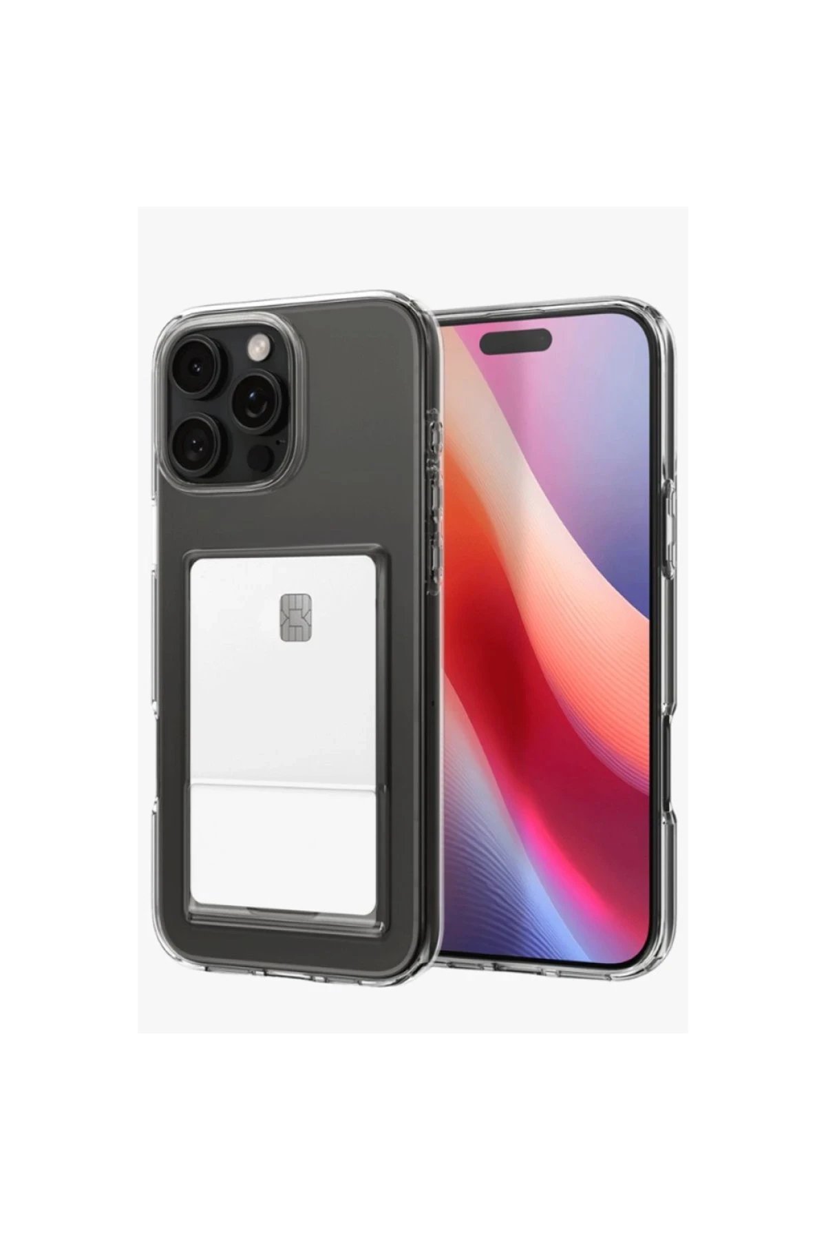 iPhone 16 Pro Kılıf Kart Şeffaf Silikon - Şeffaf-(5796)