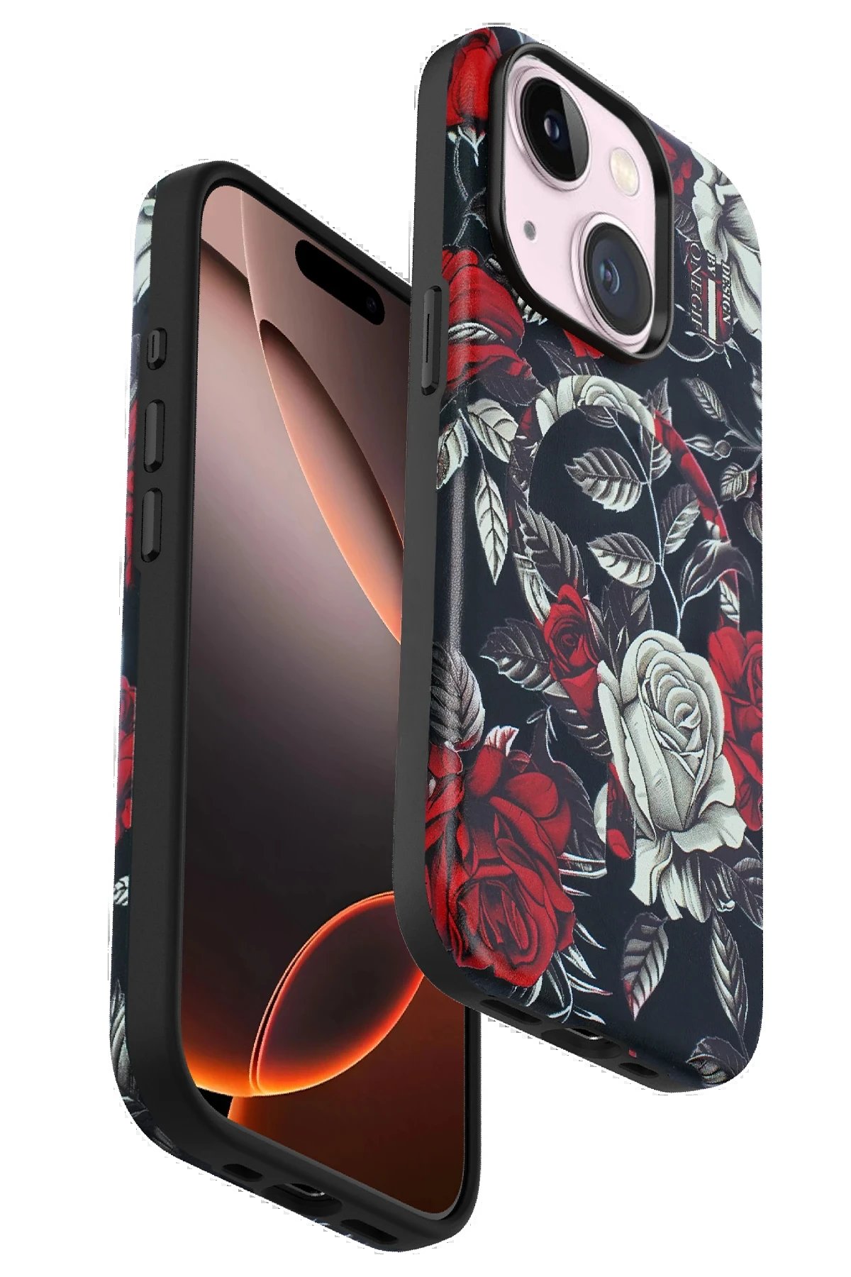 iPhone 14 Flower Series Magsafe Kapak - Siyah-(5796)