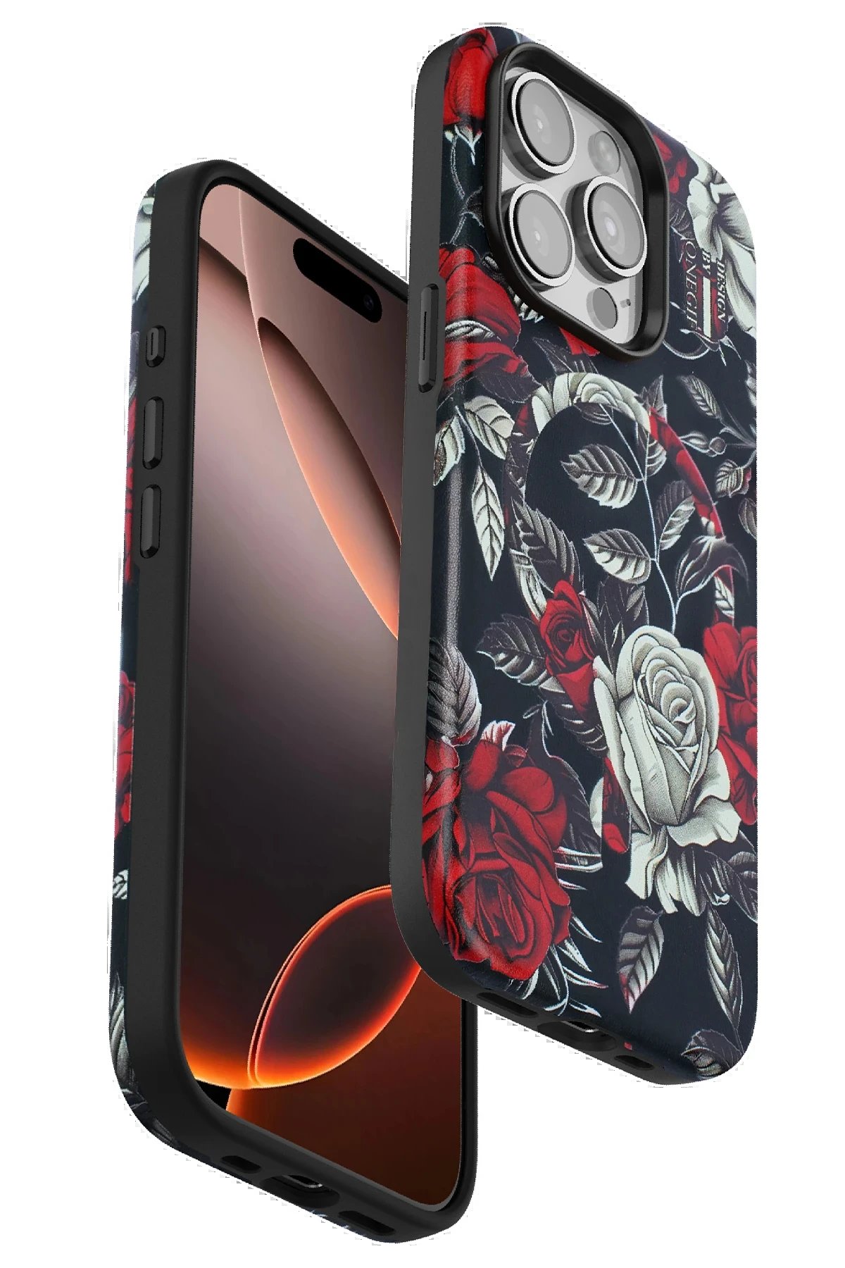 iPhone 14 Pro Max Flower Series Magsafe Kapak - Siyah-(5796)