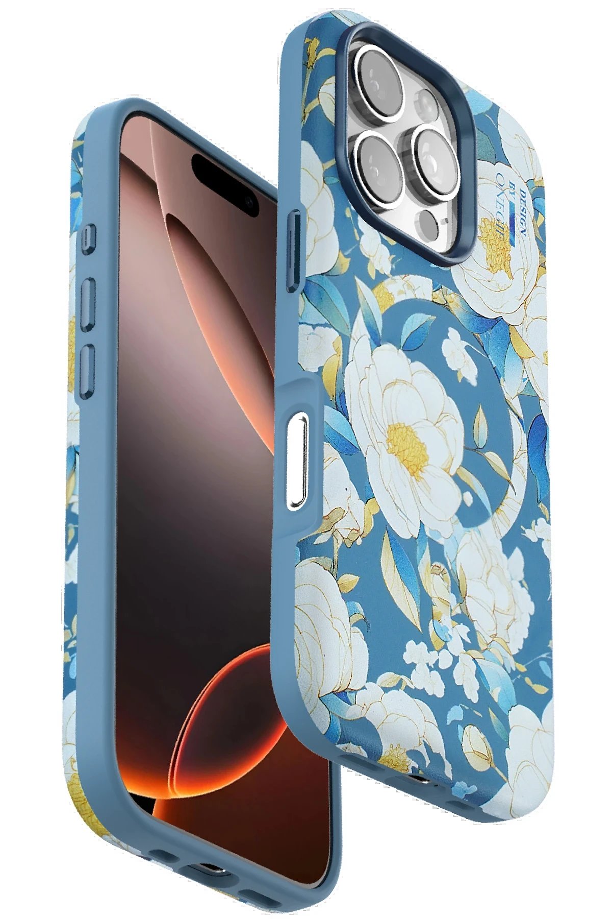 iPhone 16 Pro Max Flower Series Magsafe Kapak - Mavi-(5796)