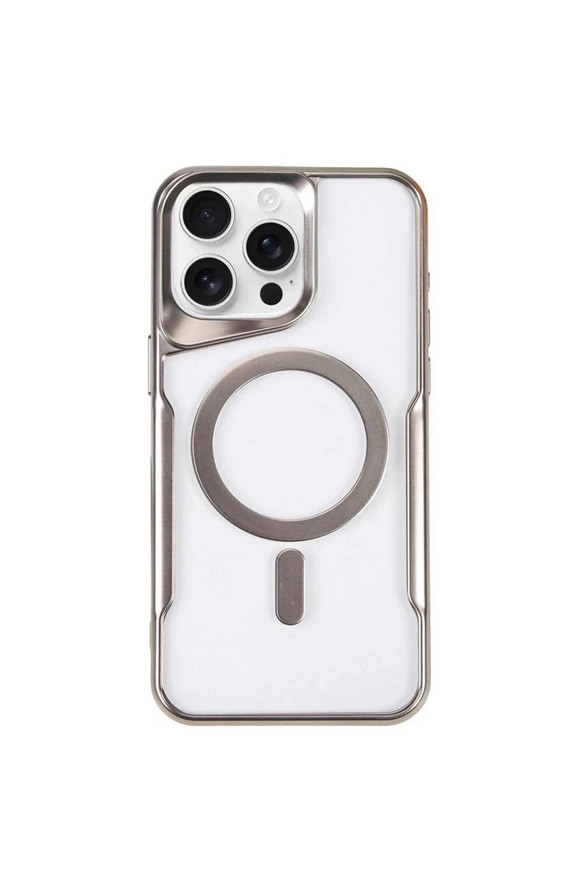 iPhone 11 Pro Max Kılıf Boyi Magsafe Silikon Kapak - Gümüş-(5796)