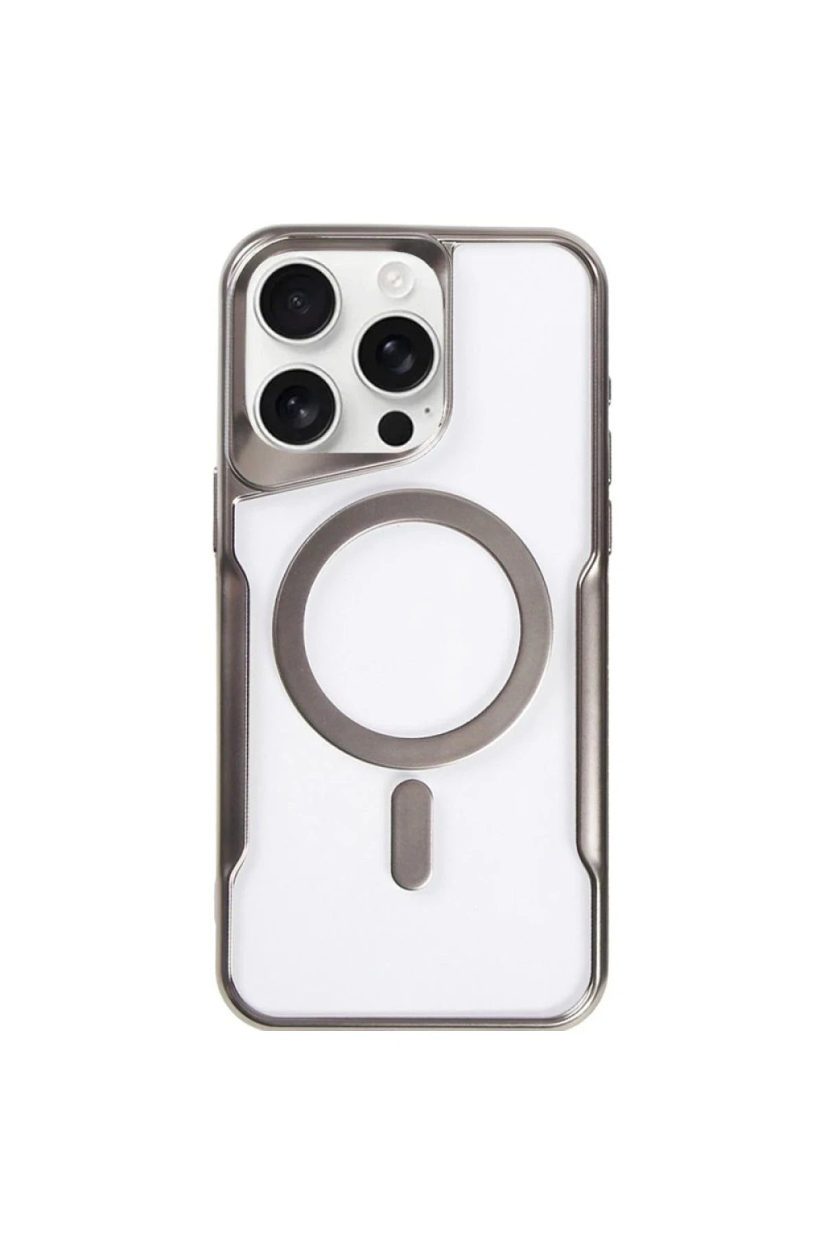 iPhone 14 Pro Kılıf Boyi Magsafe Silikon Kapak - Titan Gri-(5796)